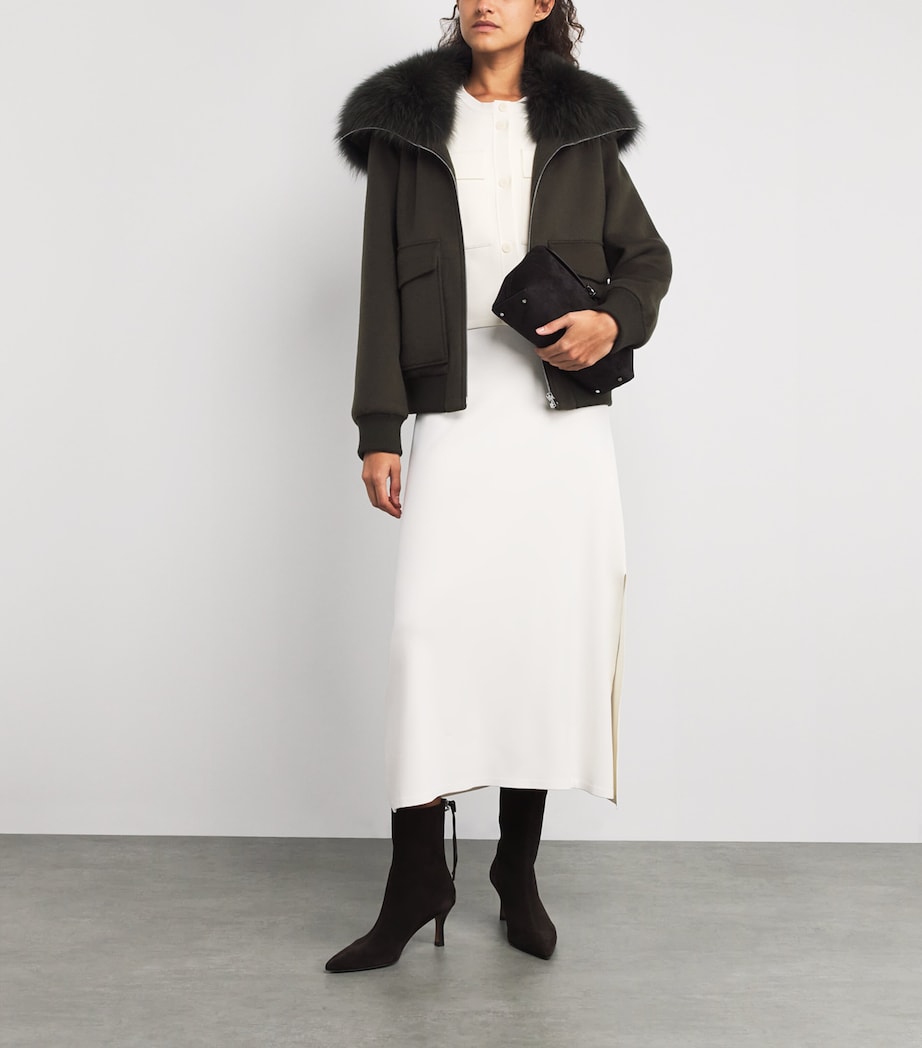 Wool-Cashmere Fur-Trim Jacket A2108 Image 2