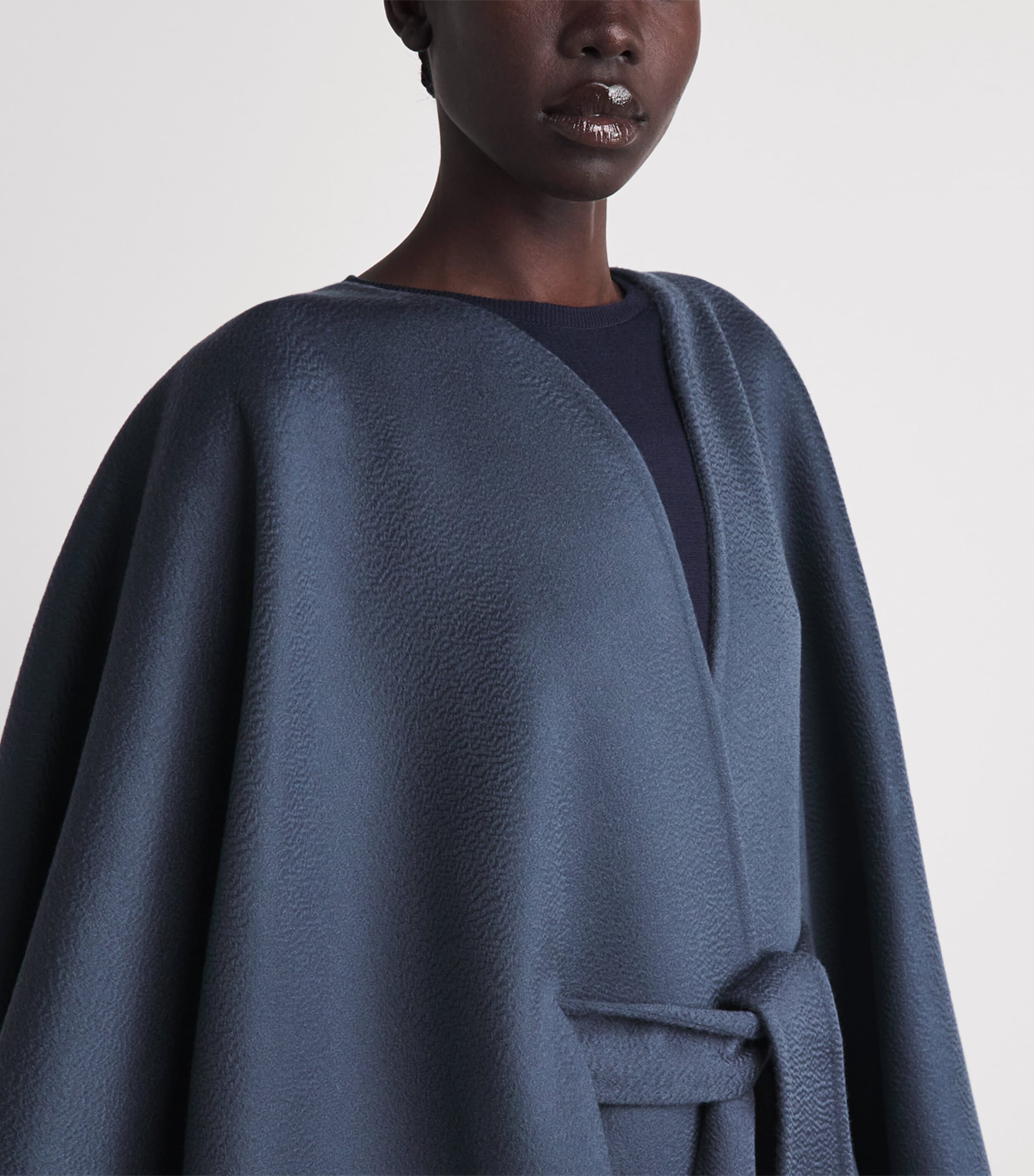 Colombo Womens Cashmere Cape Blue Denim Image 3