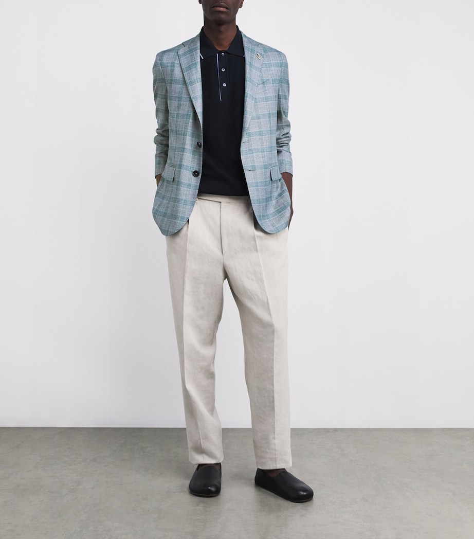 Bamboo Viscose Check Blazer 60VERDE CHIARO Image 2