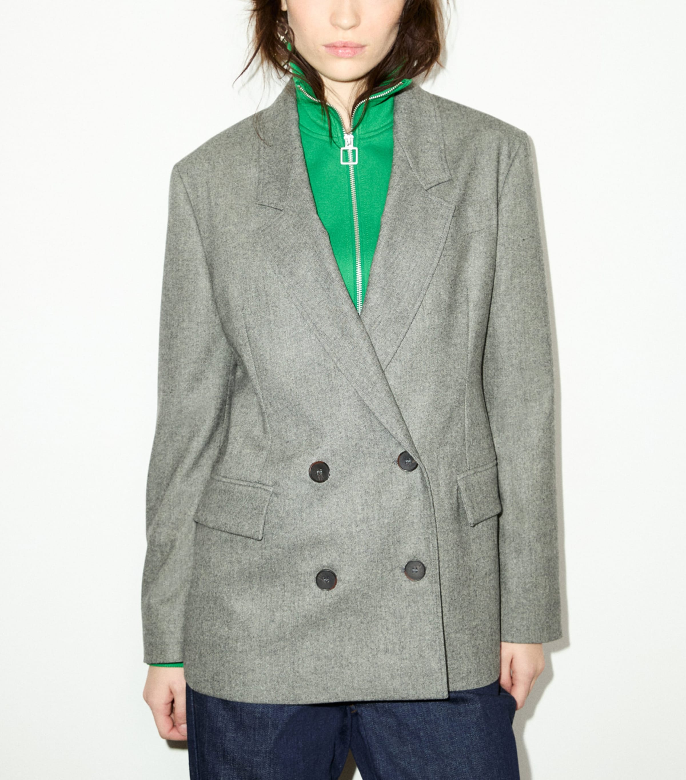MAX&Co. Womens Double-Breasted Blazer Black Image 2