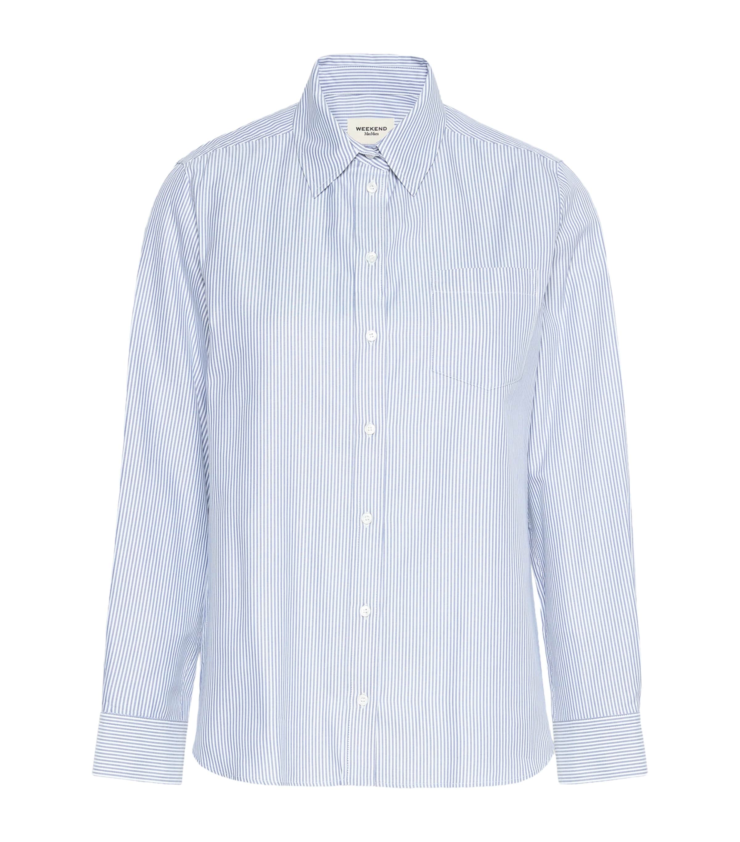 Weekend Max Mara Womens Cotton Striped Shirt Navy Image 1