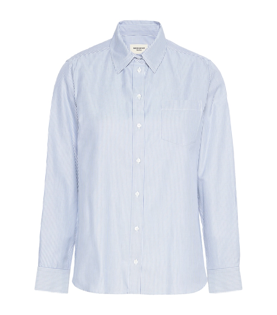 Weekend Max Mara Womens Cotton Striped Shirt Navy Image 1
