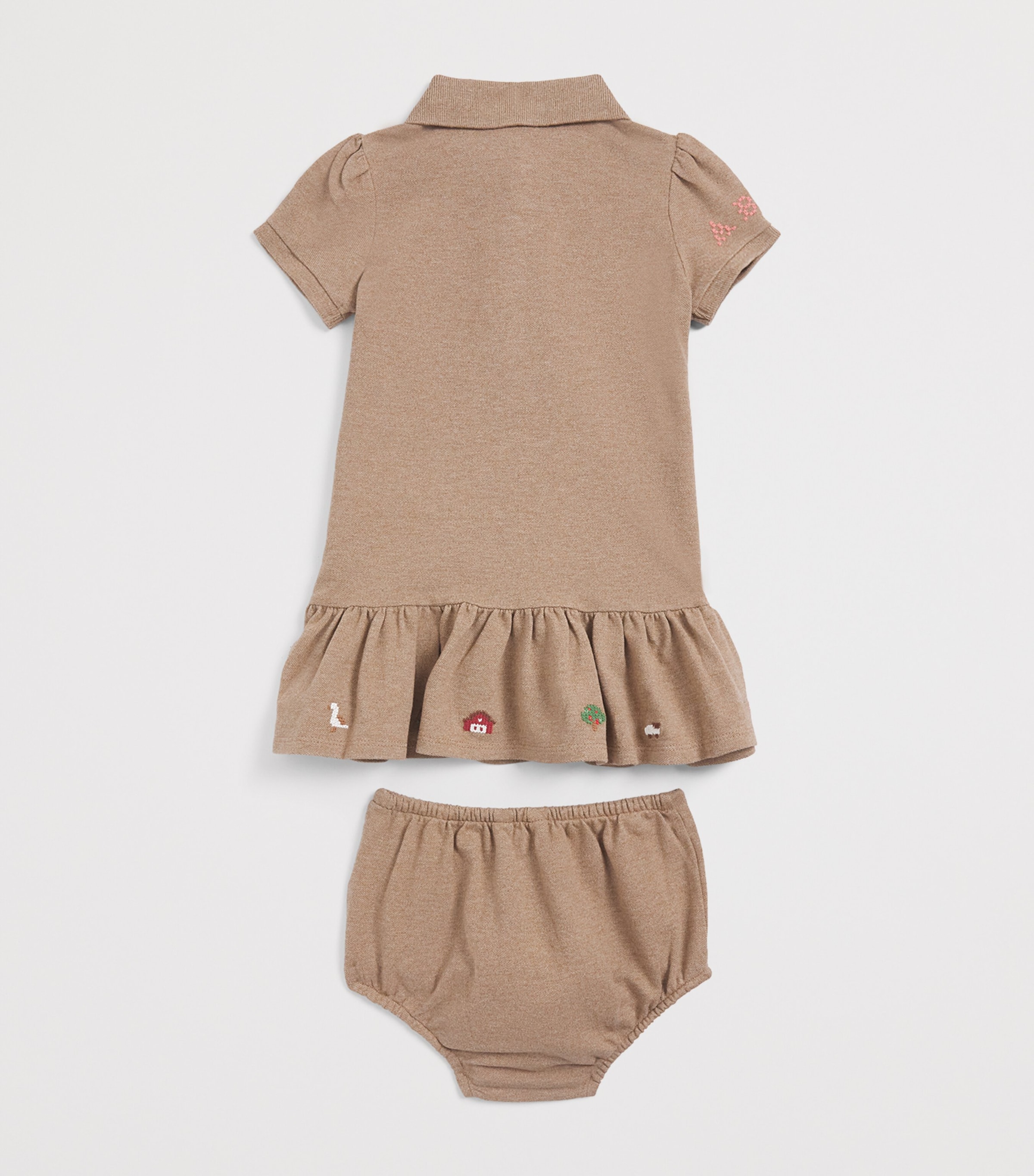 Ralph Lauren Kids Stretch-Mesh Polo Dress and Bloomers Set (3-24 Months) Grey Cloud Heather Image 2