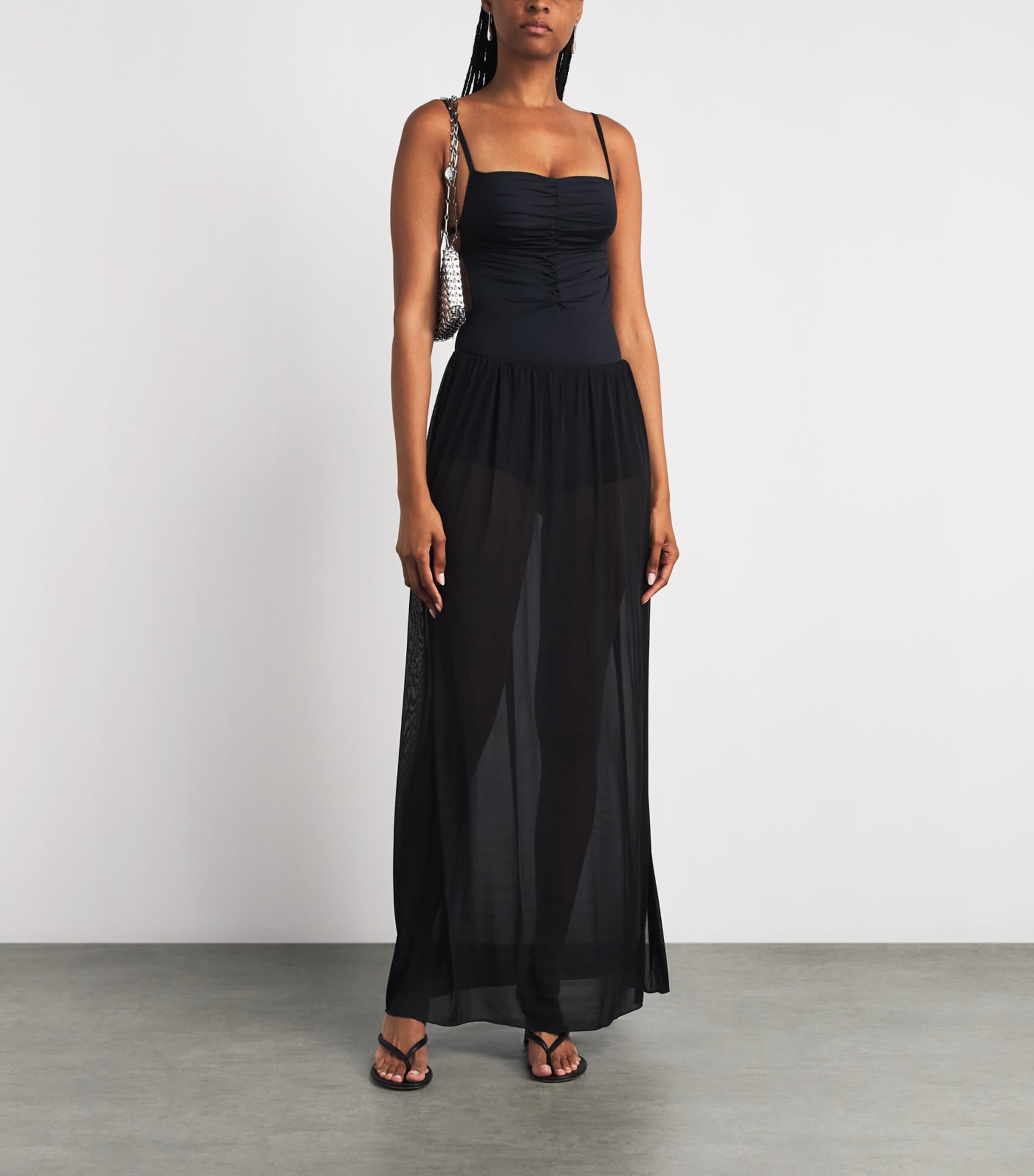 Moré Noir Womens Chiffon Aria Maxi Skirt Black Image 2