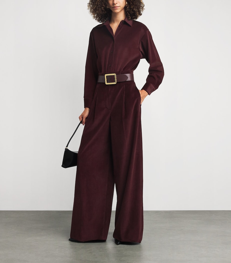 Corduroy Wide-Leg Trousers CHERRY Image 2