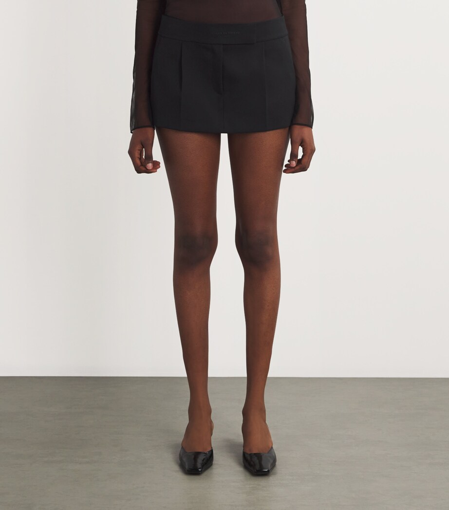 Wool Low-Rise Mini Skort 001BLACK Image 3