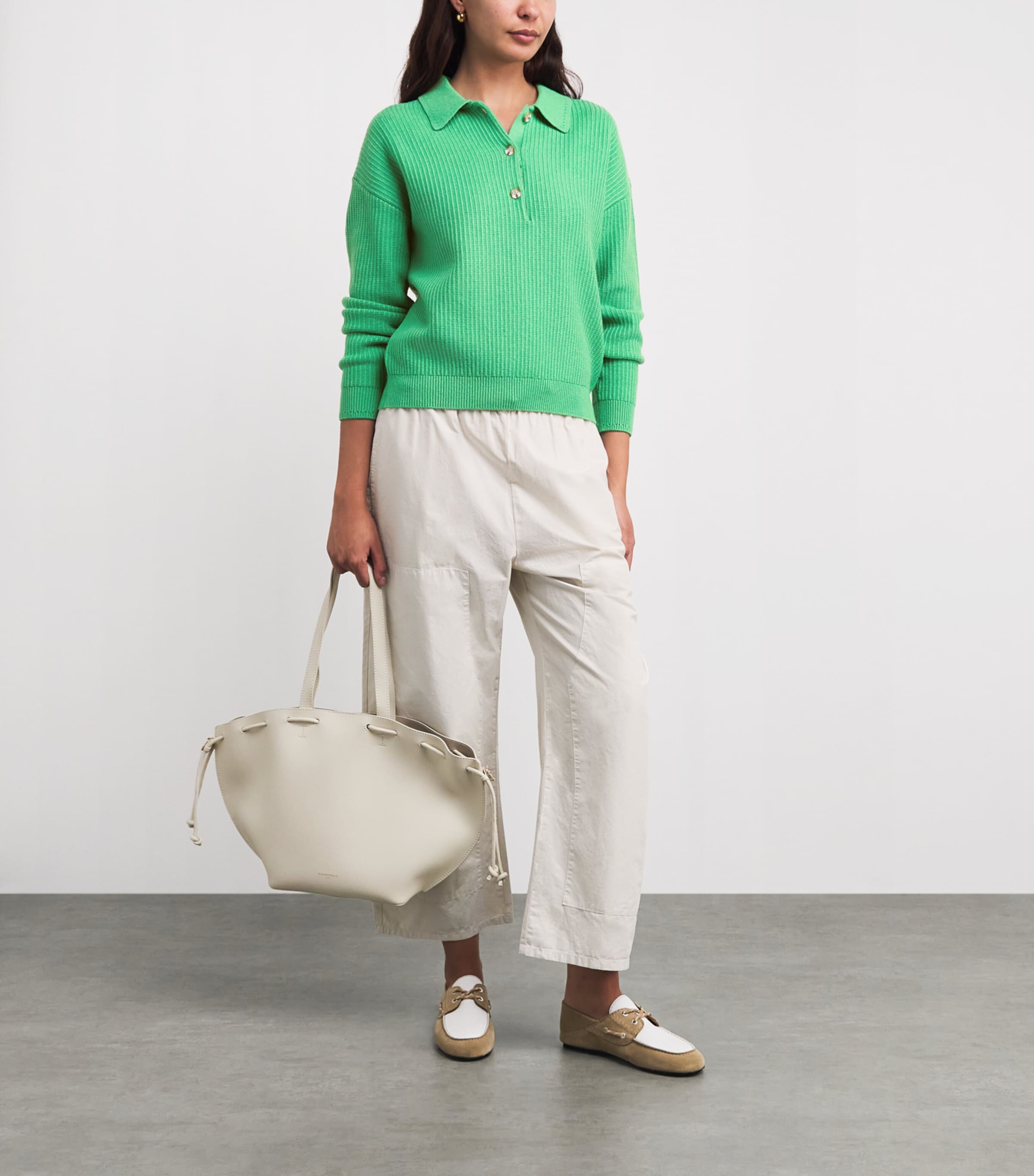 Varley Womens Knitted Marlie Polo Sweater Green Spruce Image 2