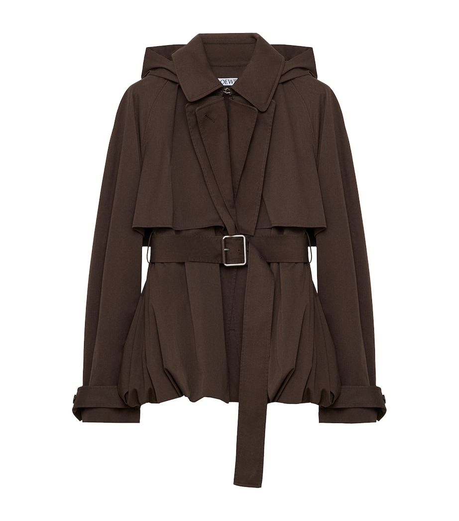 LOEWE Womens Cotton Belted Short Trench Coat Brown Image 1
