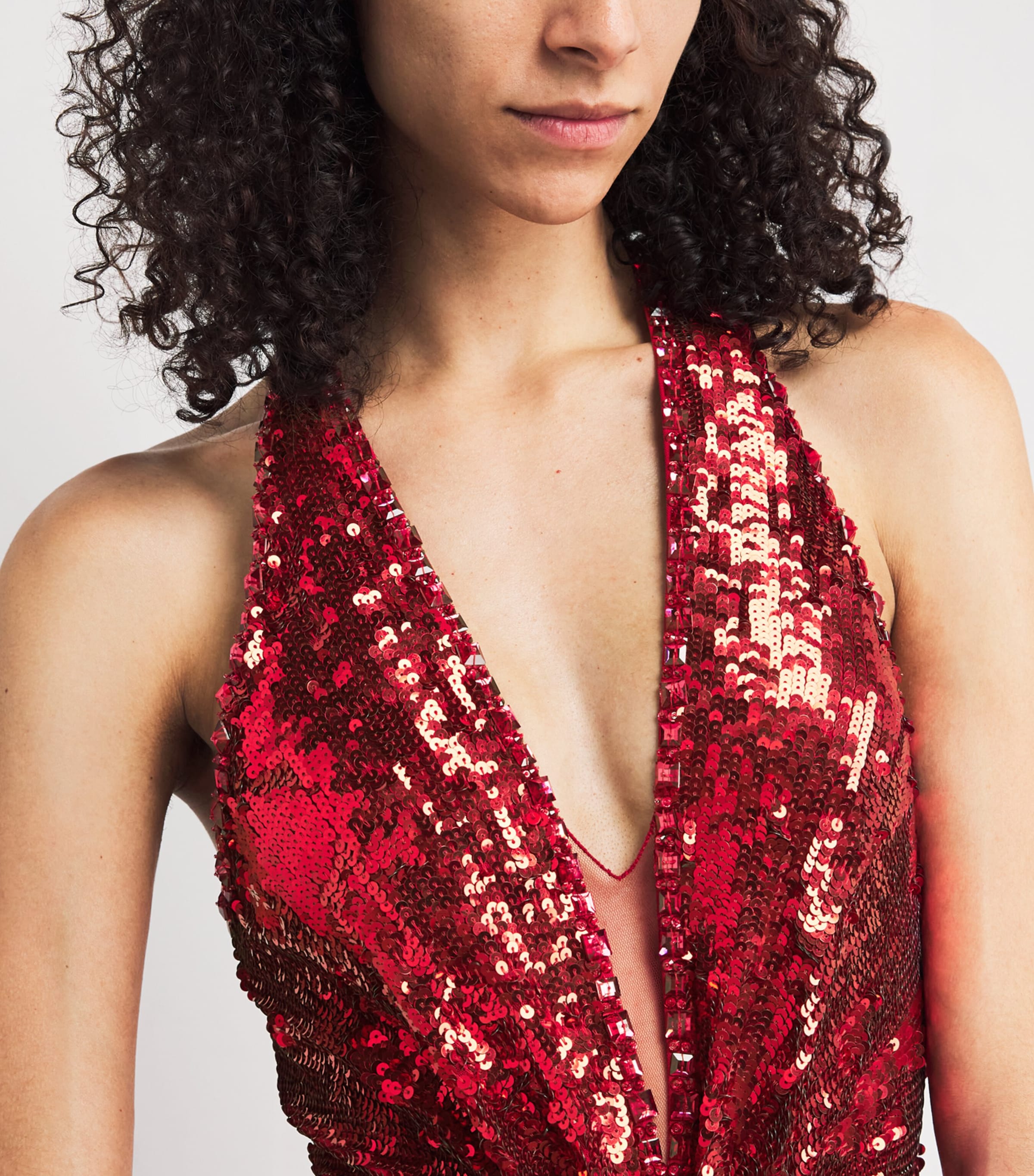 Sequin Gathered Mars Gown CHILLY RED Image 6