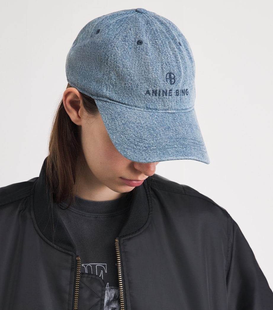 ANINE BING Embroidered Jeremy Baseball Cap Shadow Blue Image 2
