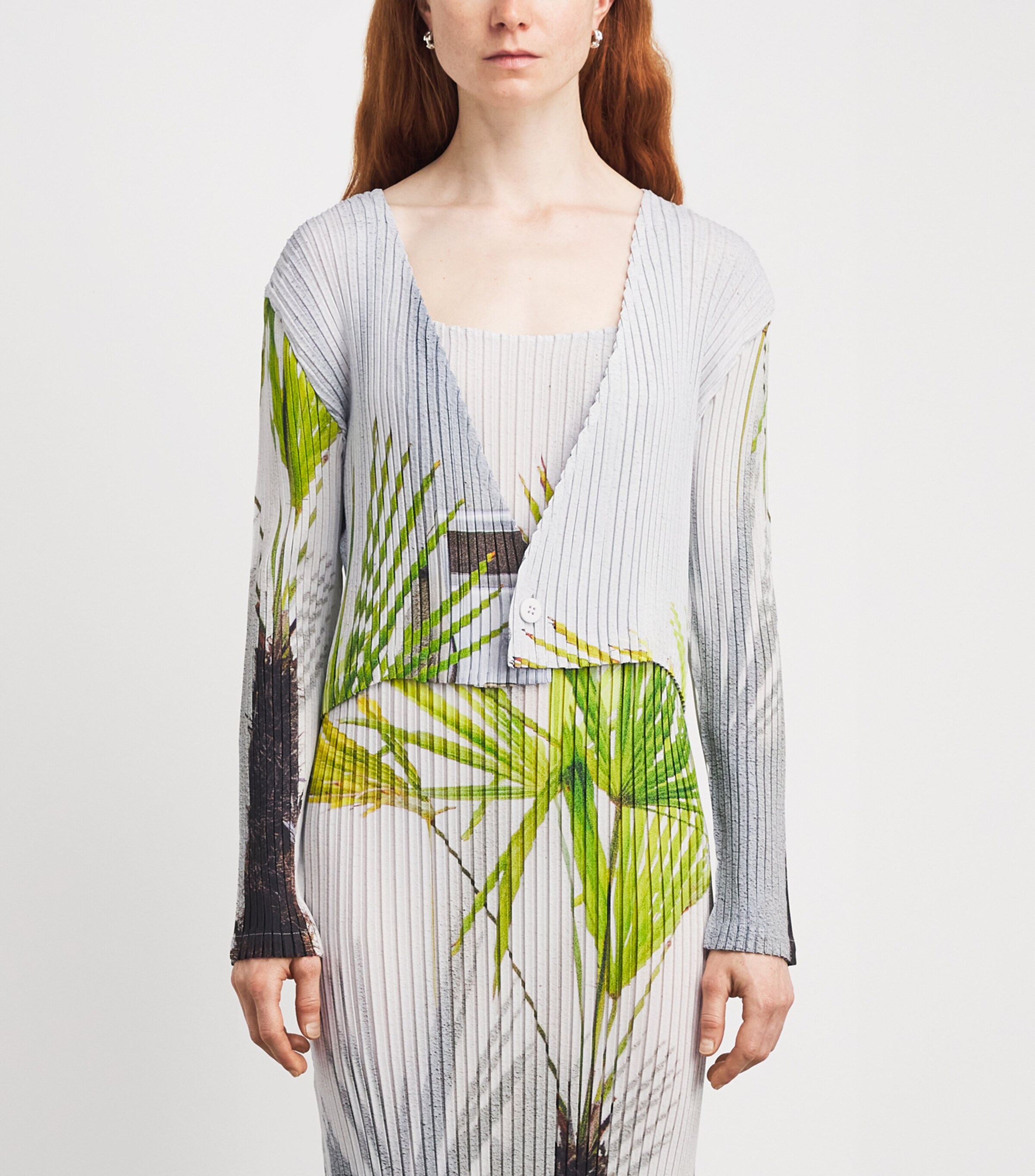 Issey Miyake Womens Urban Jungle Pleats Cardigan White Hued Image 4