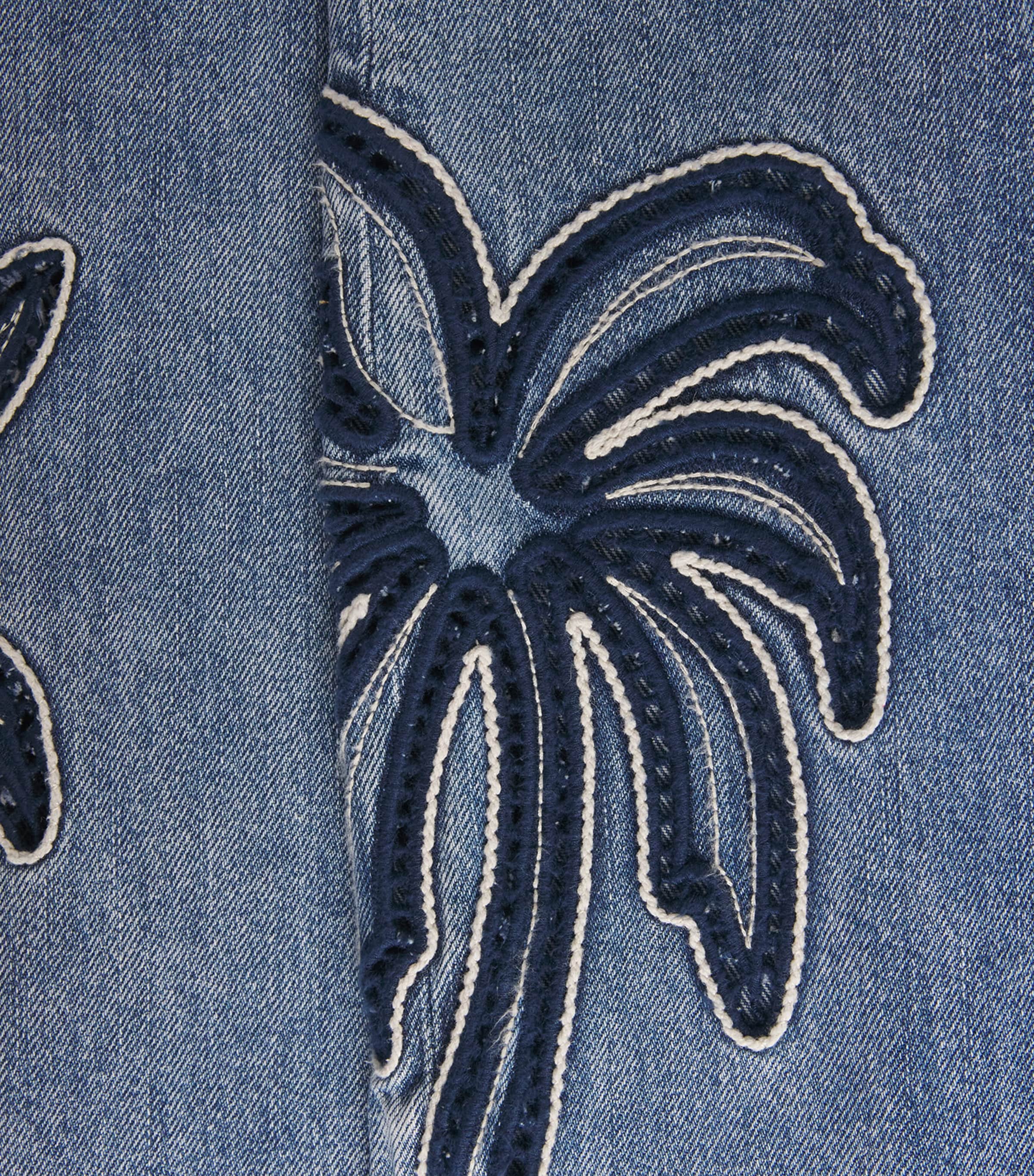 Sandro Paris Womens Embroidered Barrel Jeans Blue Jean Image 6