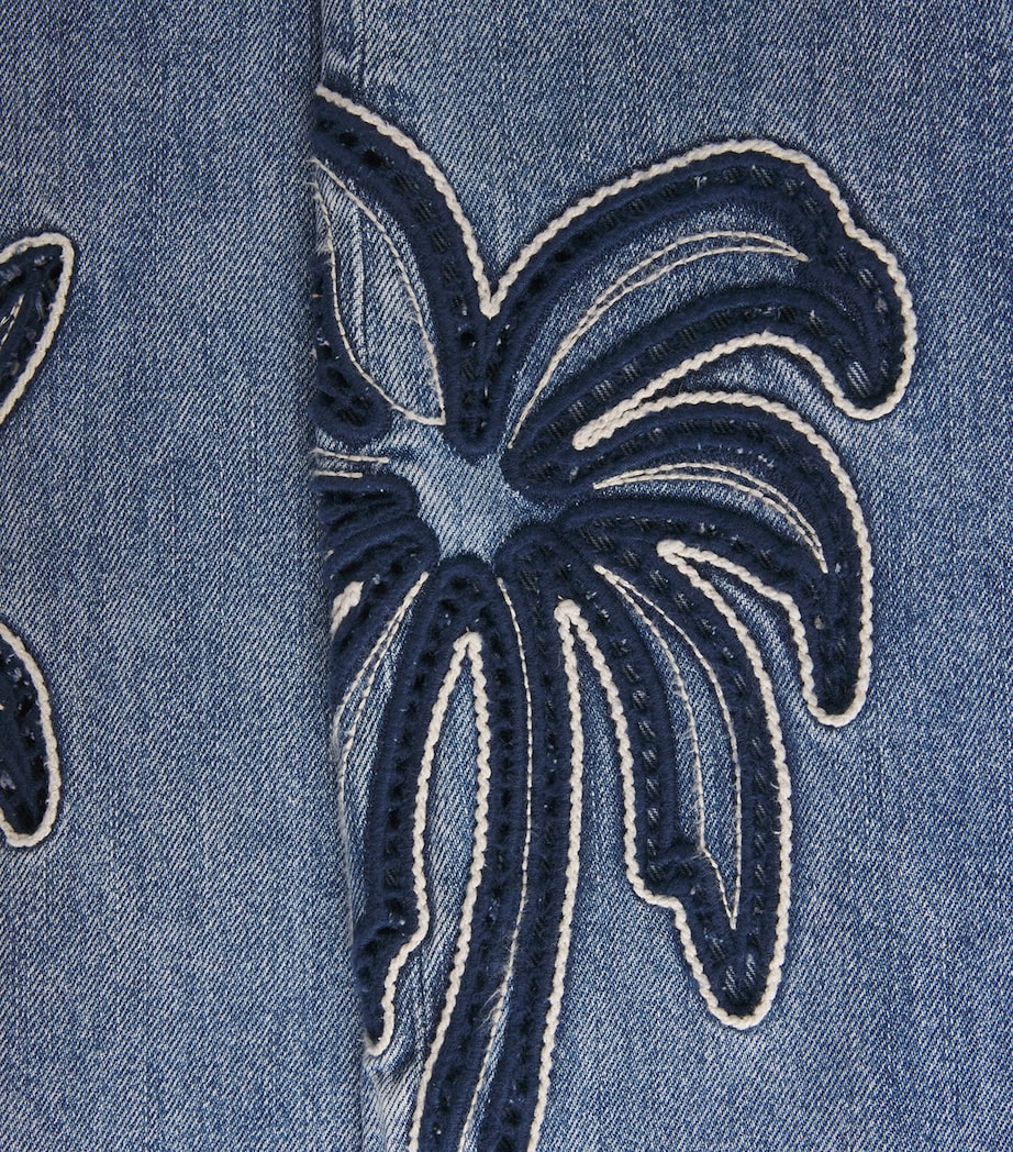 Sandro Paris Womens Embroidered Barrel Jeans Blue Jean Image 6