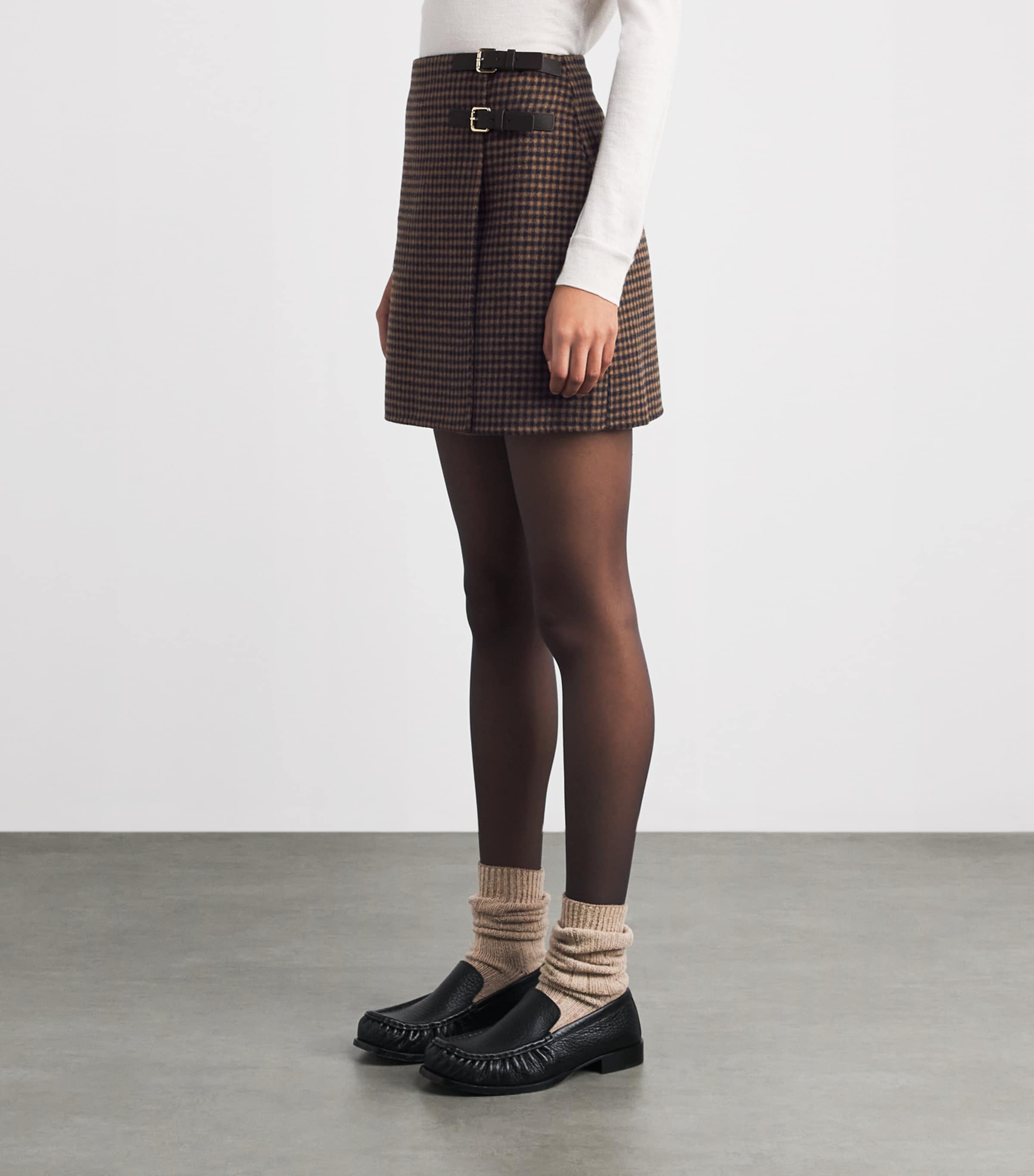 Claudie Pierlot Womens Wool-Blend Check Mini Skirt Dual Color Image 4