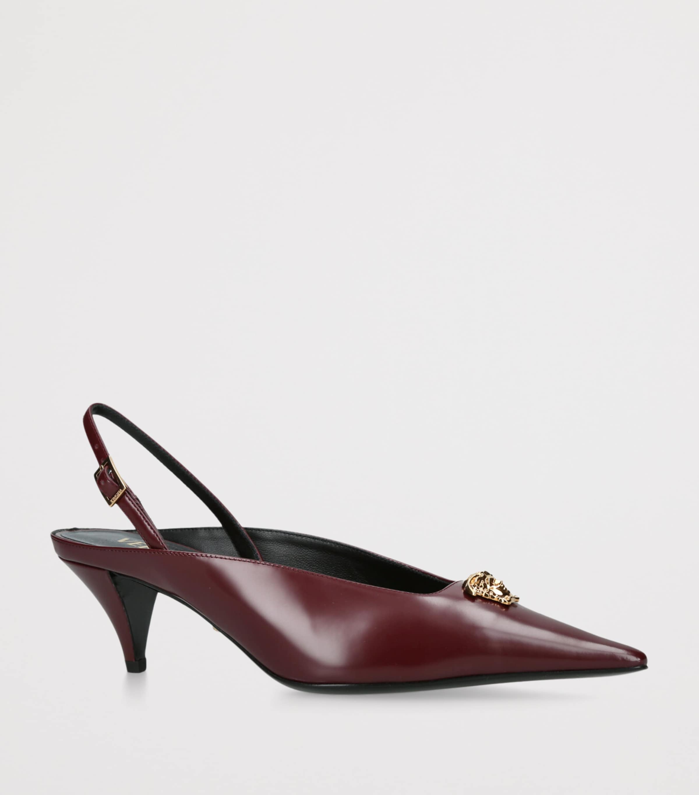 Leather La Medusa Slingback Pumps 55 WINE Image 3