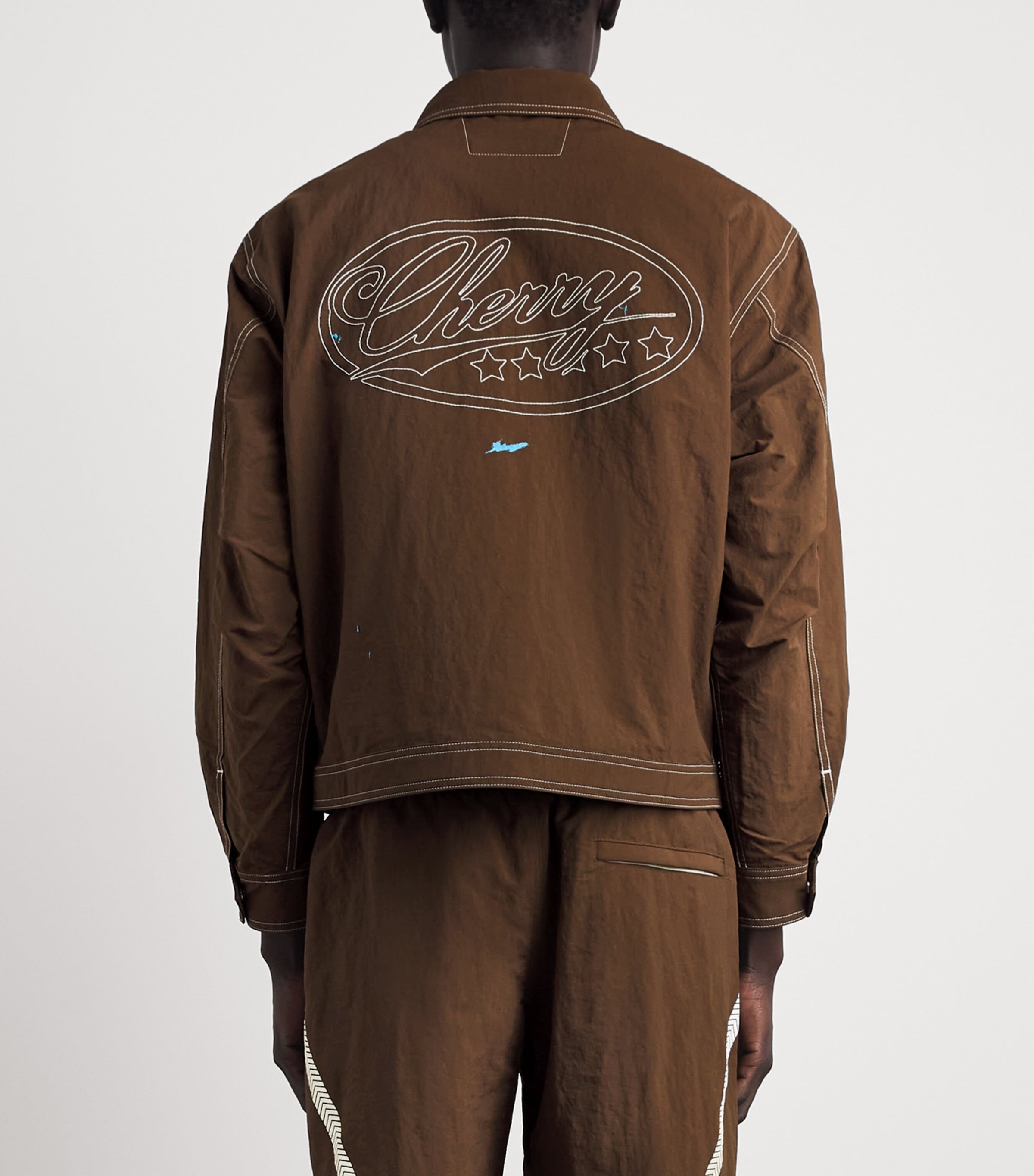 Cherry Los Angeles Mens Embroidered Running Jacket Espresso Image 5