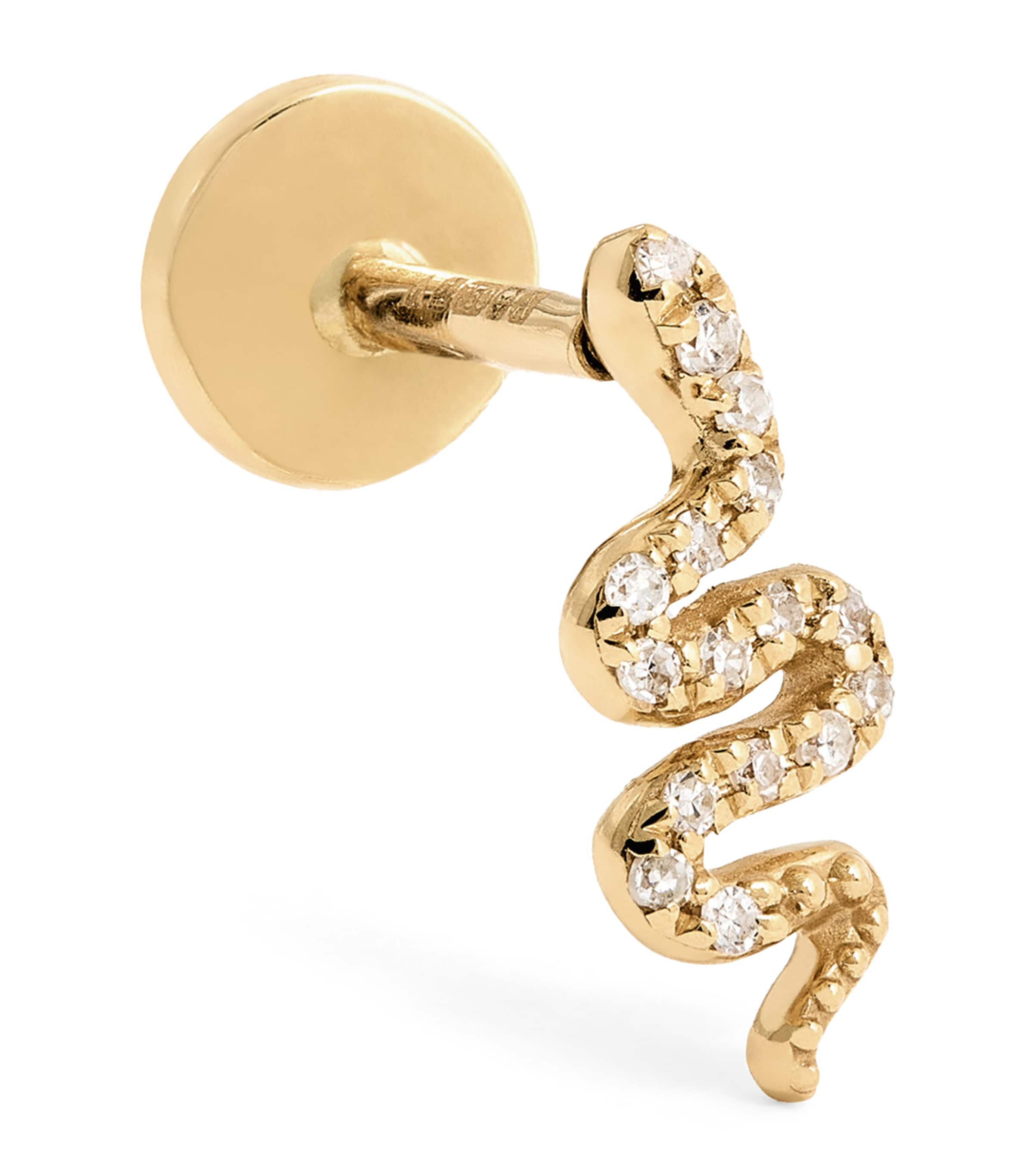Persée Yellow Gold And Diamond Snake Single Earring In Gold