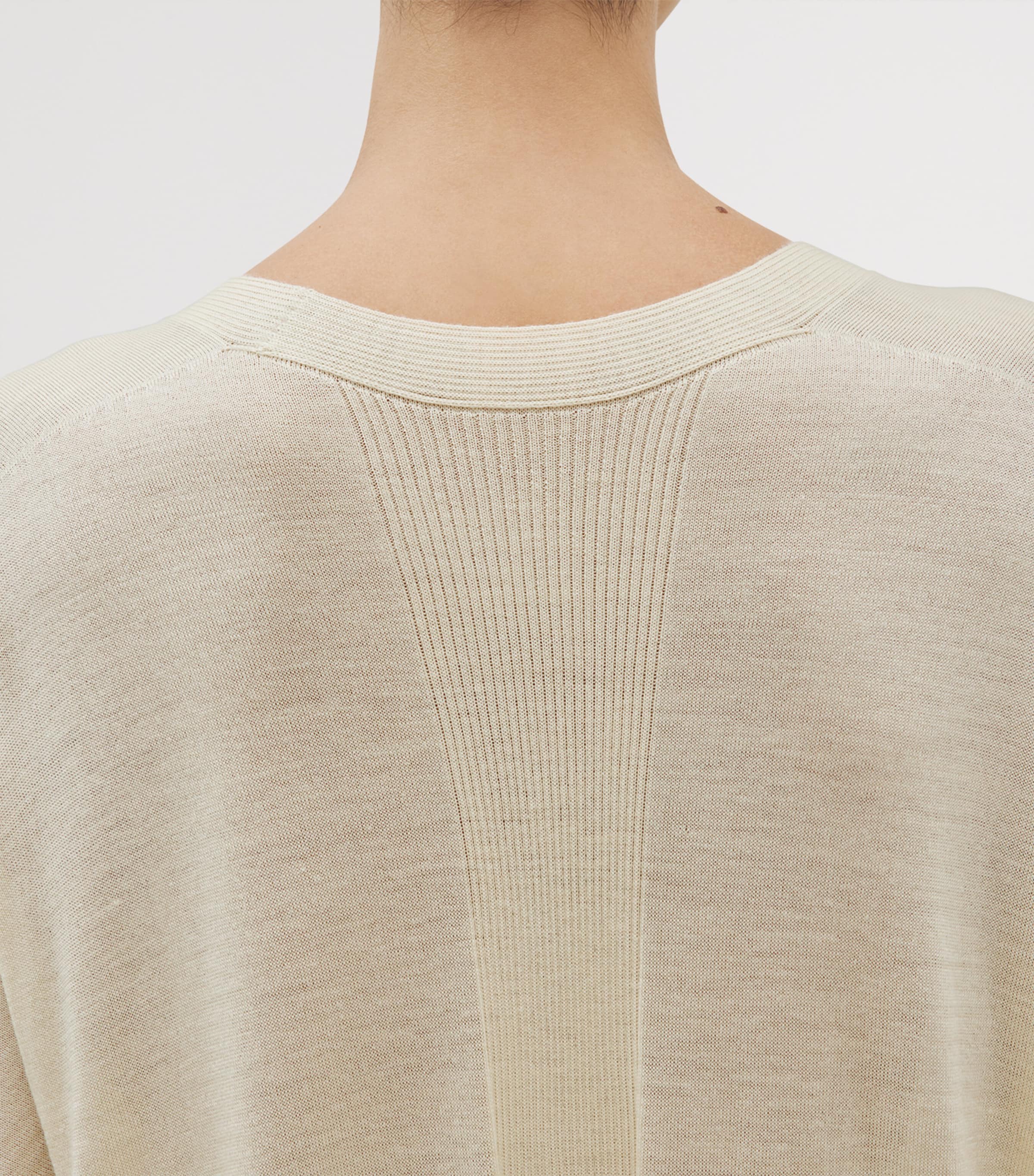 SHLEEP Womens Merino-Silk V-Neck Kaftan Ivory Tusk Image 4