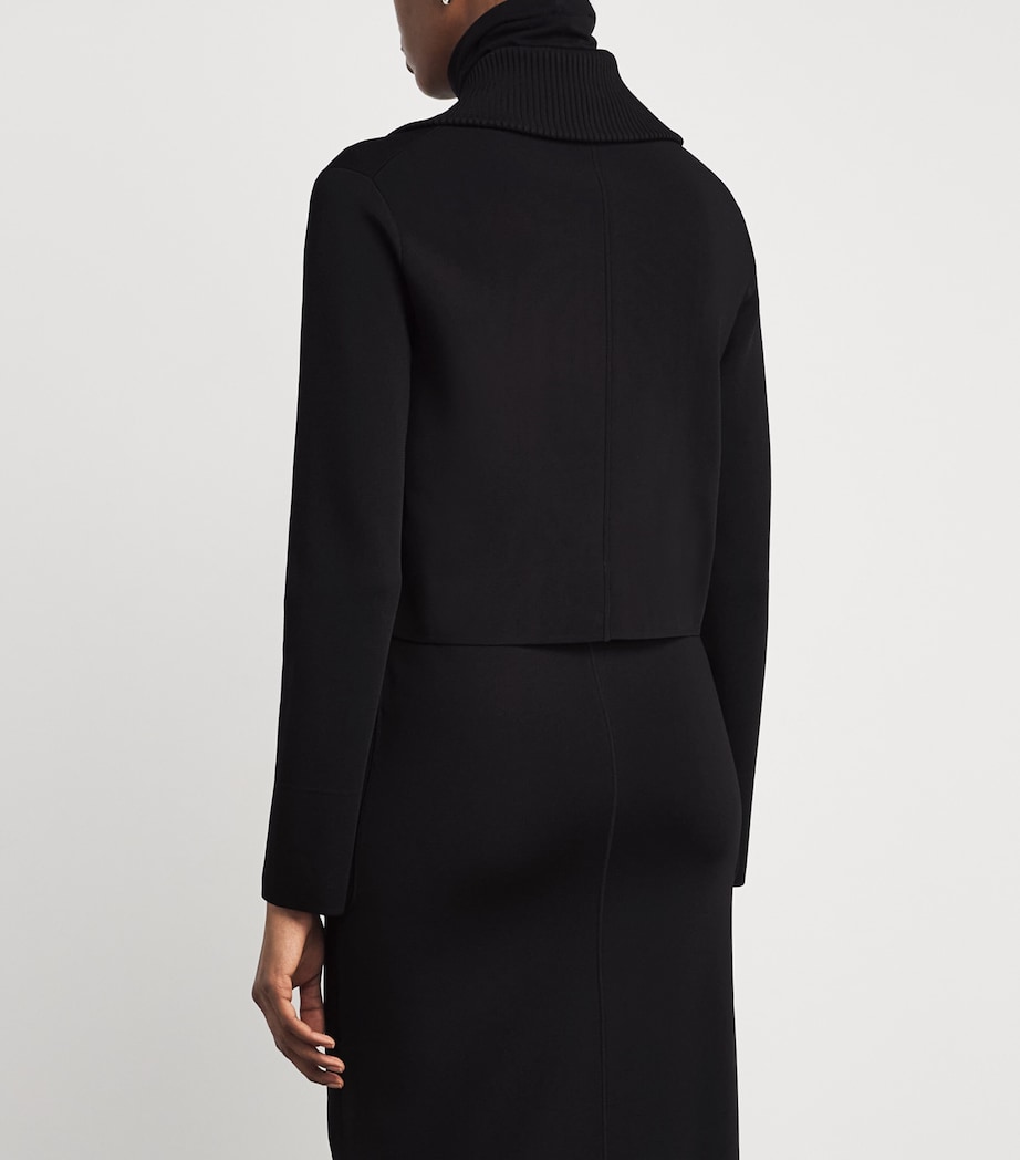 Milano-Knit Collared Jacket BLACK Image 4