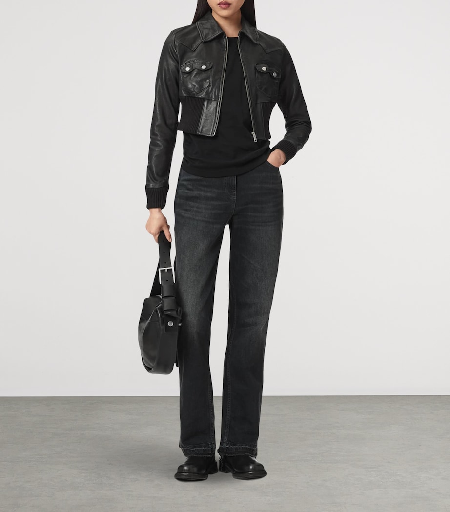 AllSaints Womens Leather Lena Jacket Black Image 5