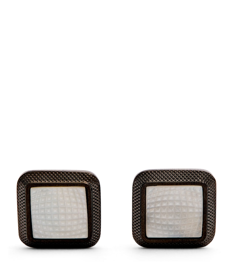 Spazio Square Mother-of-Pearl Cufflinks BLACK Image 1