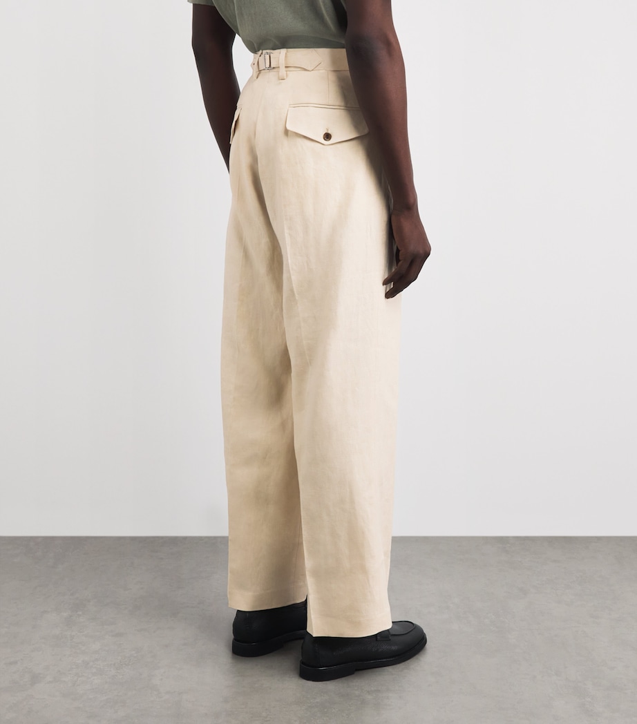 NN.07 Mens Linen Justin Wide-Leg Trousers Honey Silk Image 5