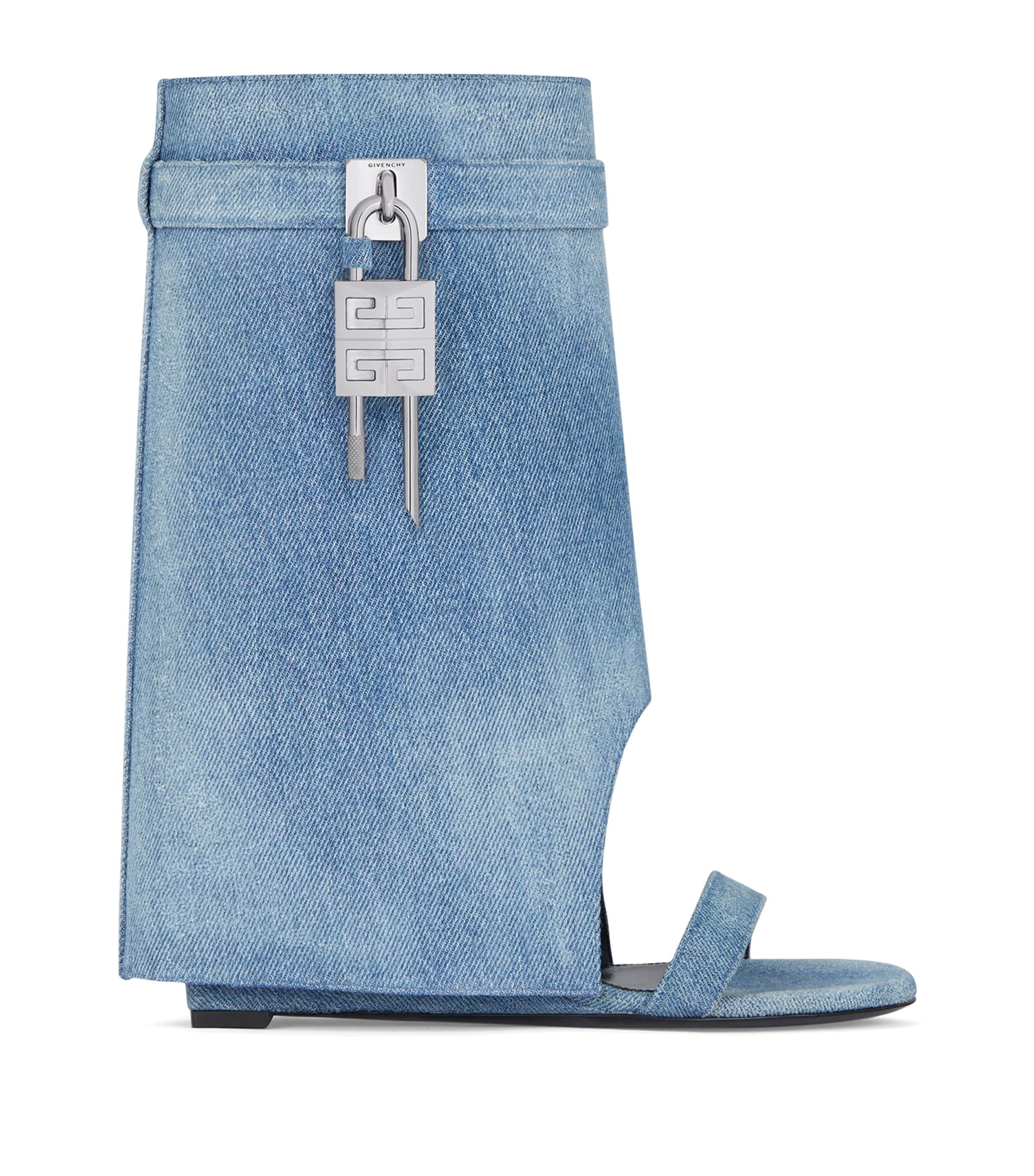 GIVENCHY DENIM SHARK LOCK SANDALS 90