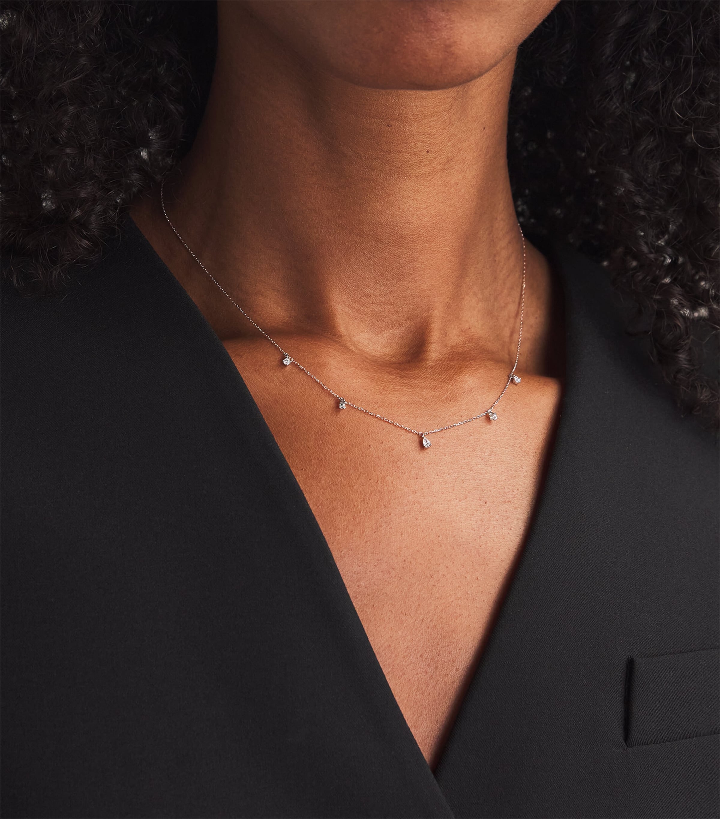 Astrid & Miyu White Gold and Diamond Pear Charm Necklace Gold Image 2