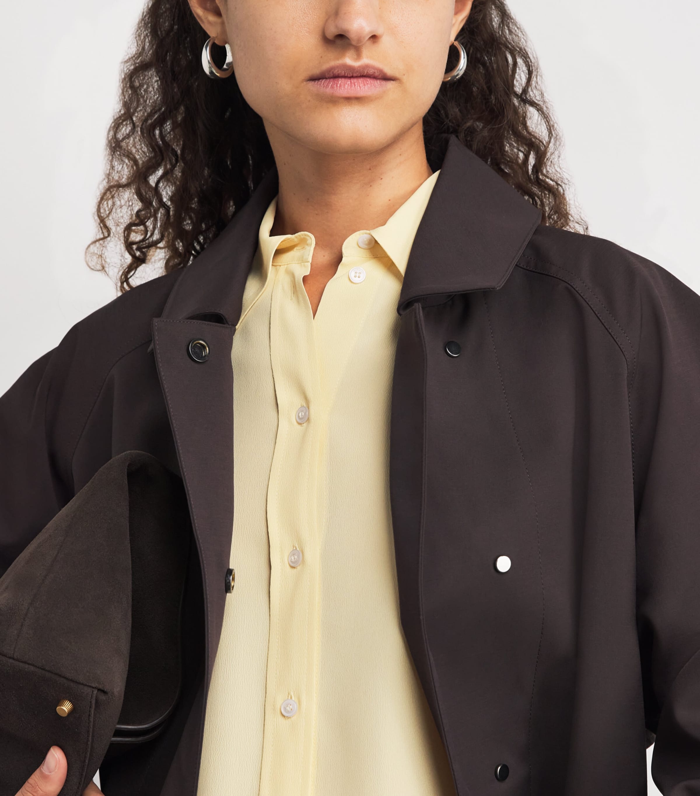 Crepe de Chine Scarf-Neck Shirt YELLOW Image 6