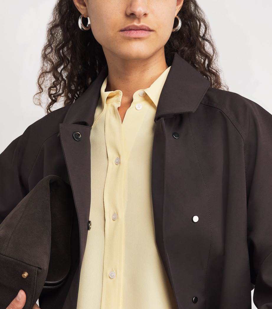 Crepe de Chine Scarf-Neck Shirt YELLOW Image 6