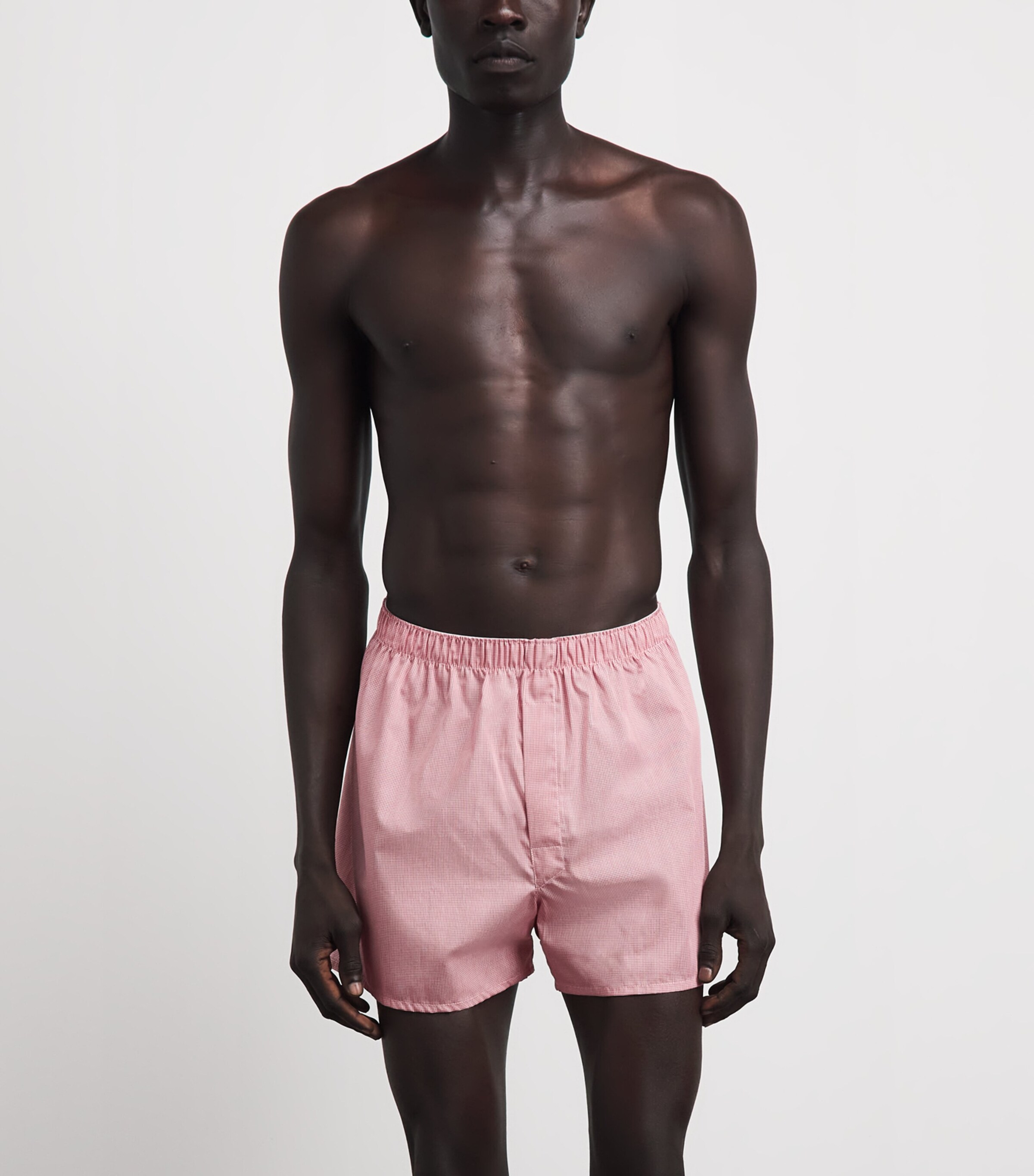 Sunspel Mens Cotton Classic Boxer Shorts White/red Micro Image 2