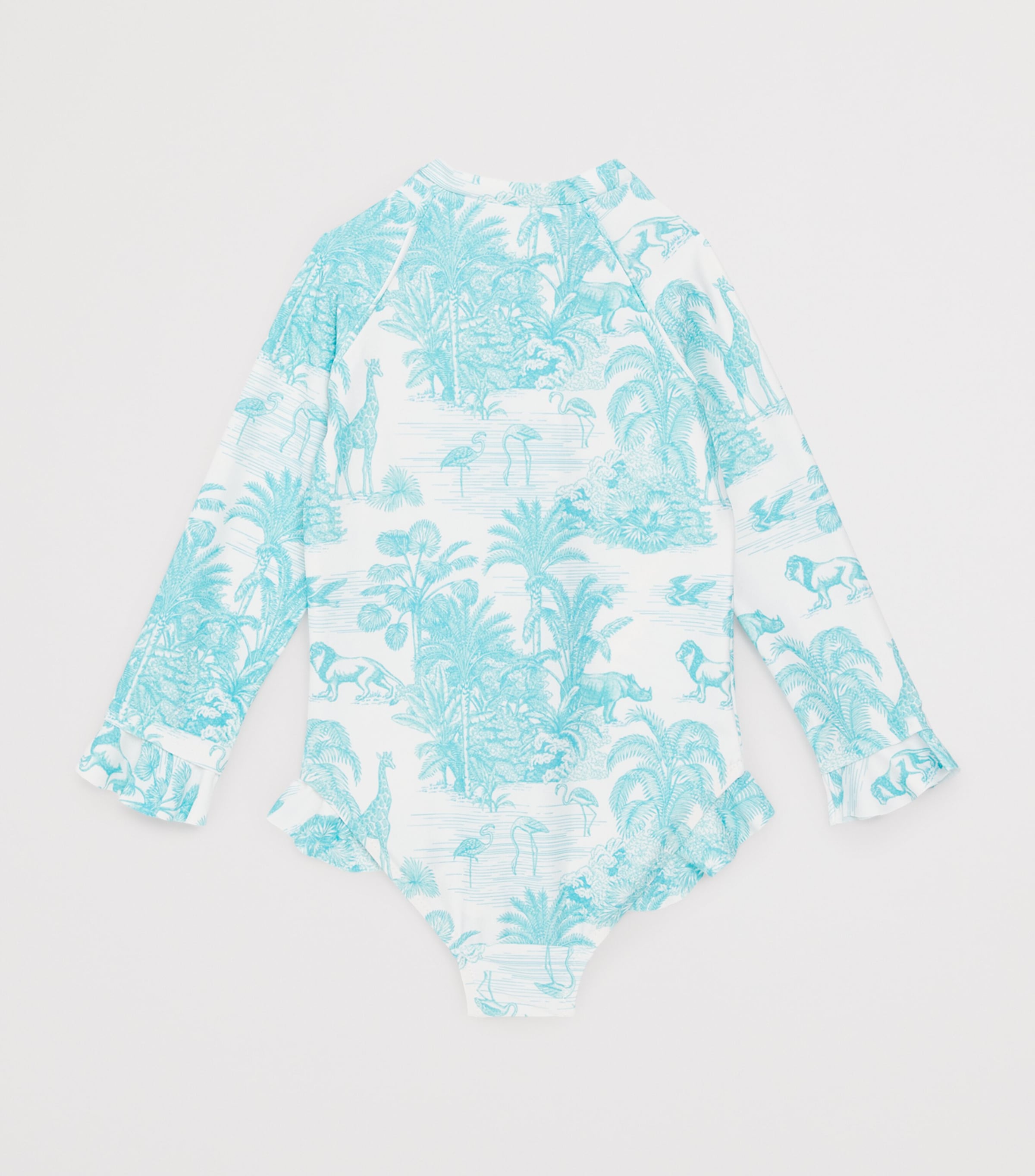 Ruffled Printed Swimysuit (2-12 Years) JUNGLE TURQUOISE Image 2