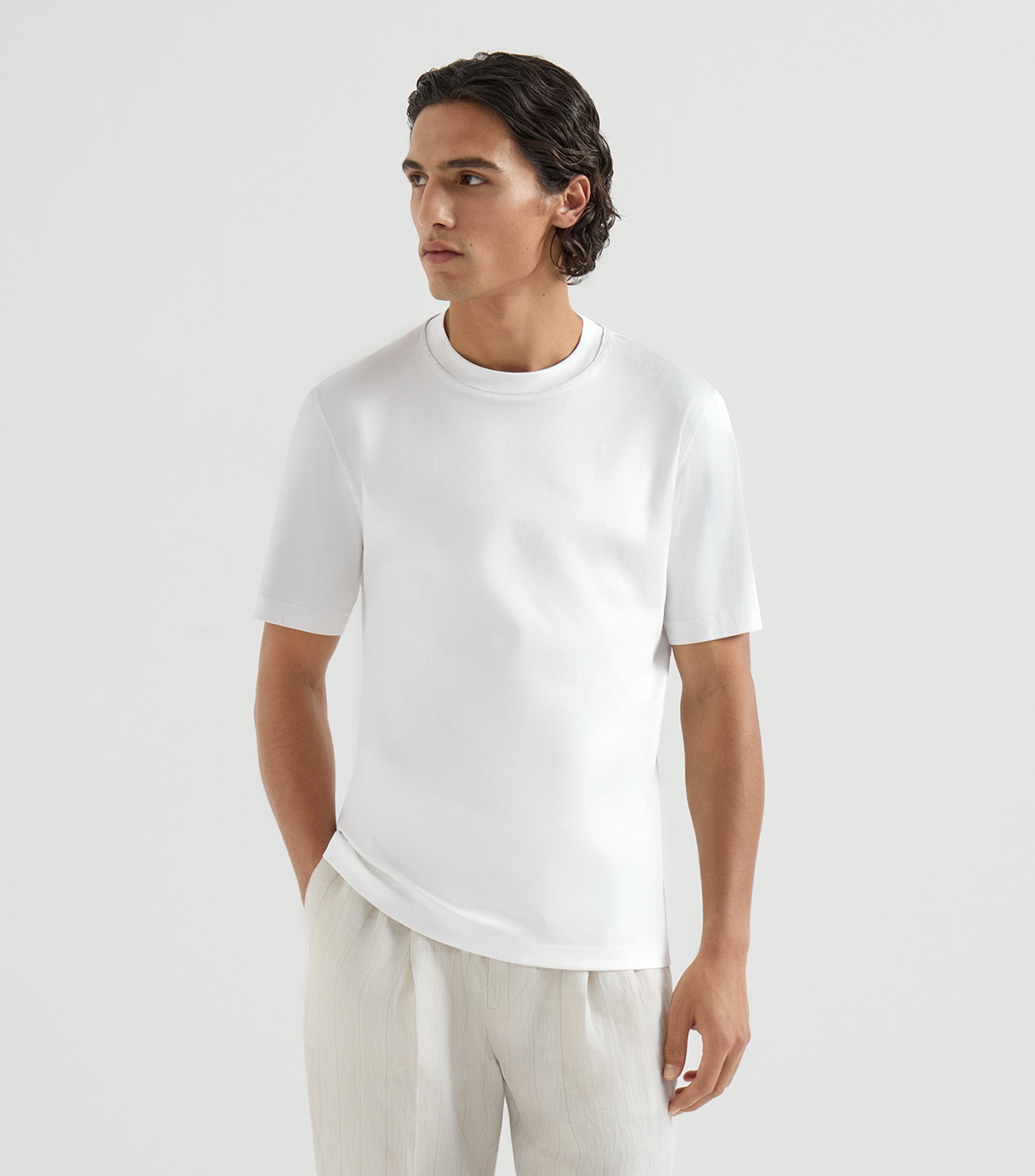 Brunello Cucinelli Mens Cotton Piped T-Shirt Image 3
