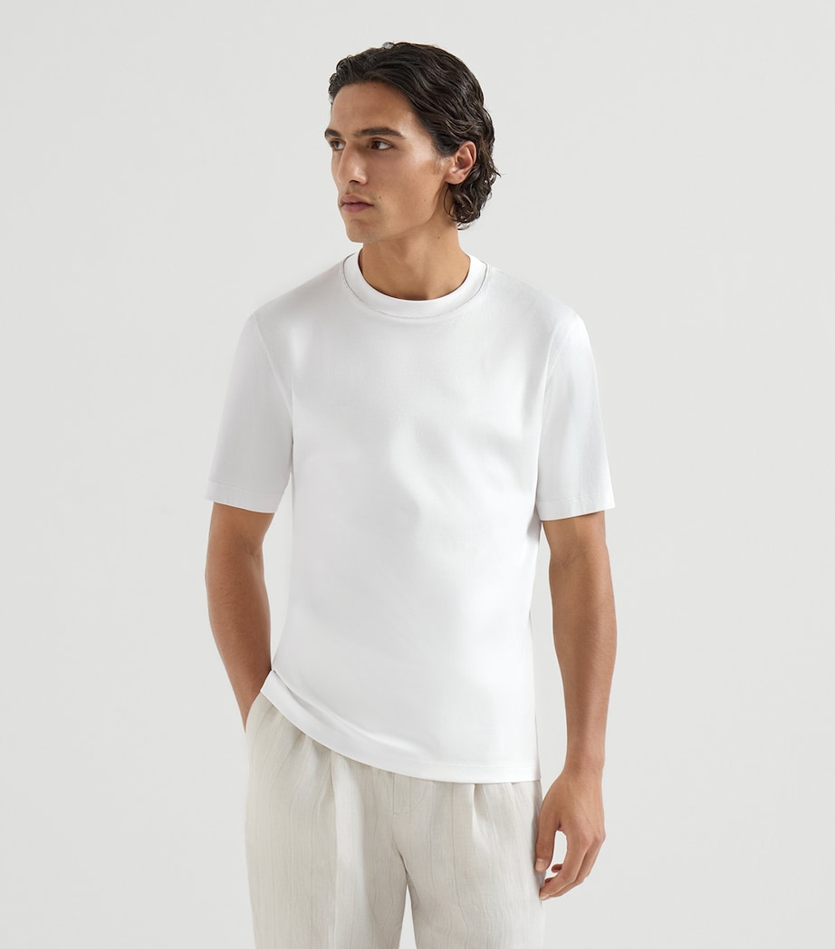 Brunello Cucinelli Mens Cotton Piped T-Shirt Image 3