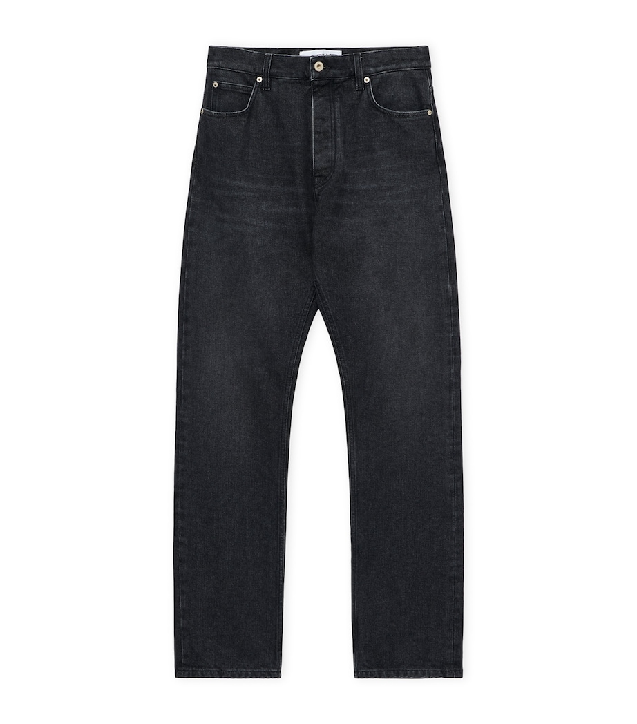 Mid-Rise Straight Jeans WASHED BLACK Image 1