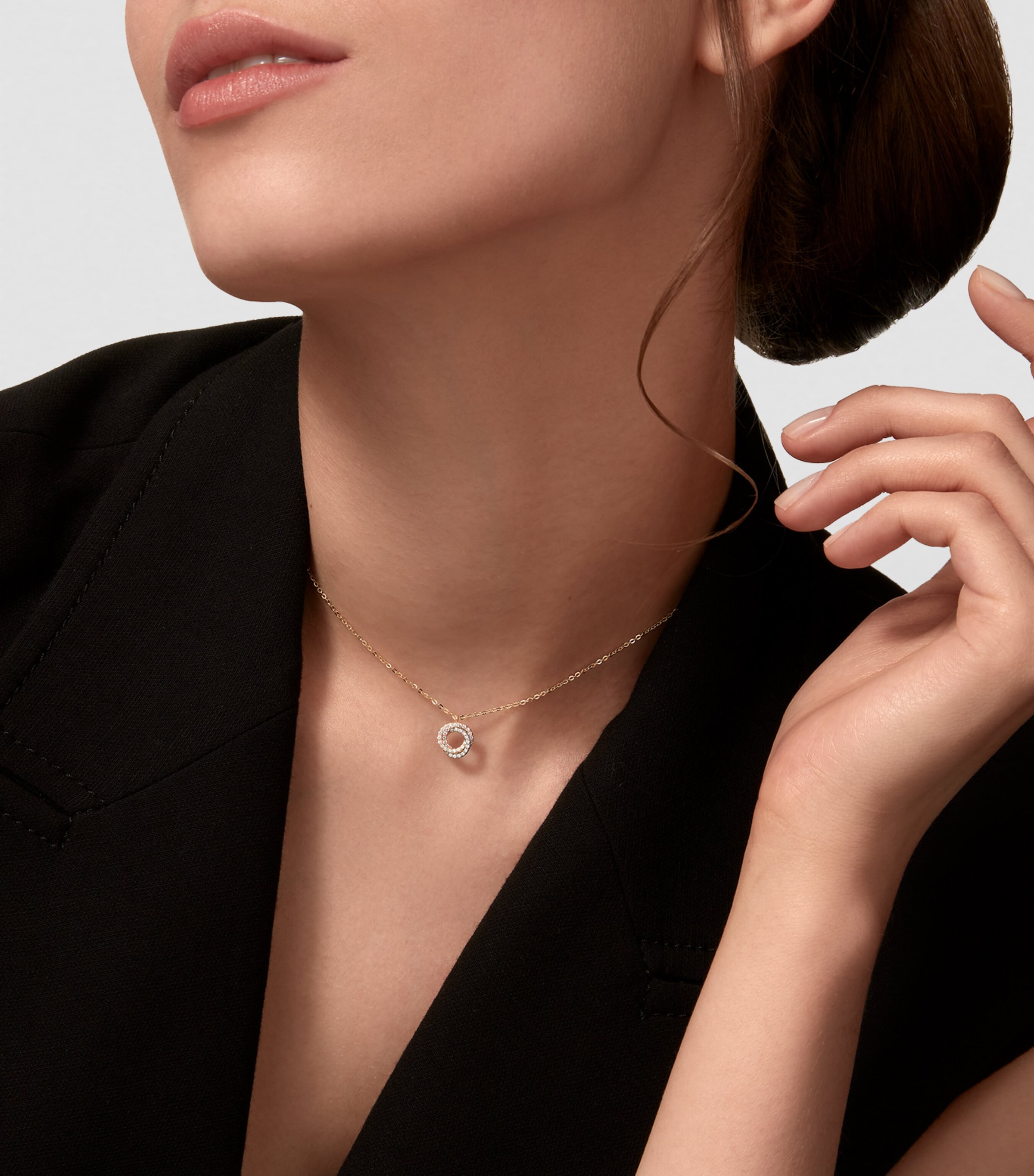 Mixed Gold and Diamond Trinity Necklace MIXED GOLD Image 2