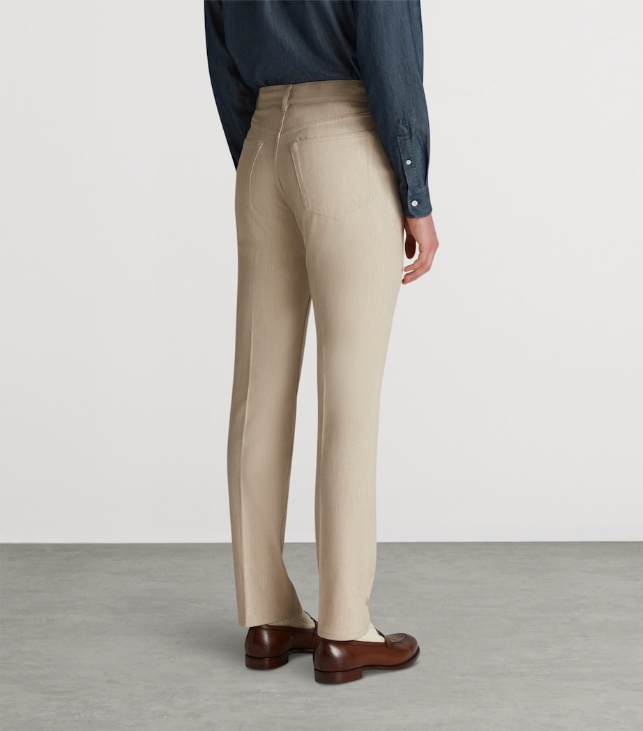 Wool-Blend Denim Trousers 260TAUPE Image 4