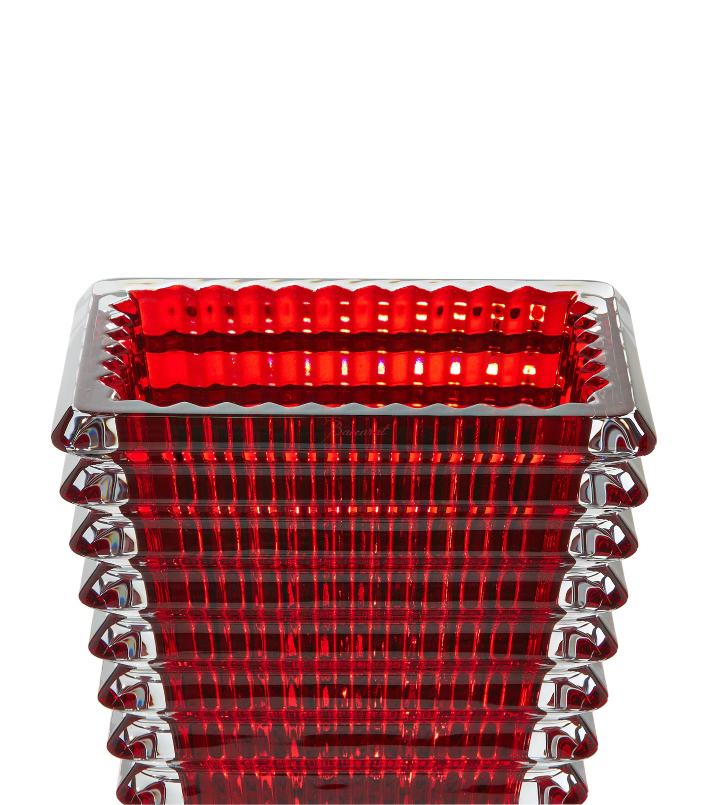 Baccarat Medium Eye Rectangular Red Vase (20 cm) | Harrods US