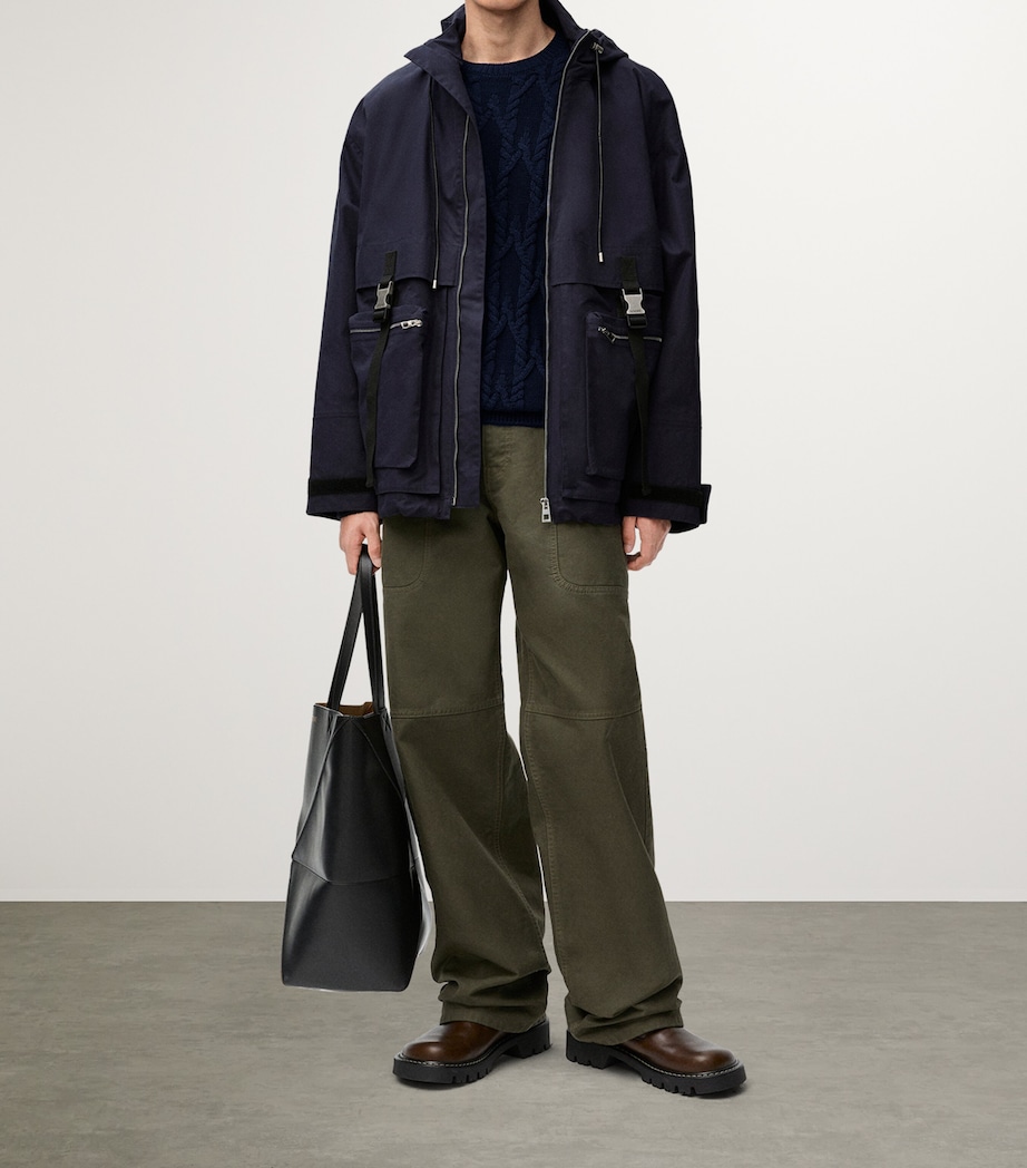 Cotton-Blend Cable-Knit Sweater NAVY BLUE Image 2