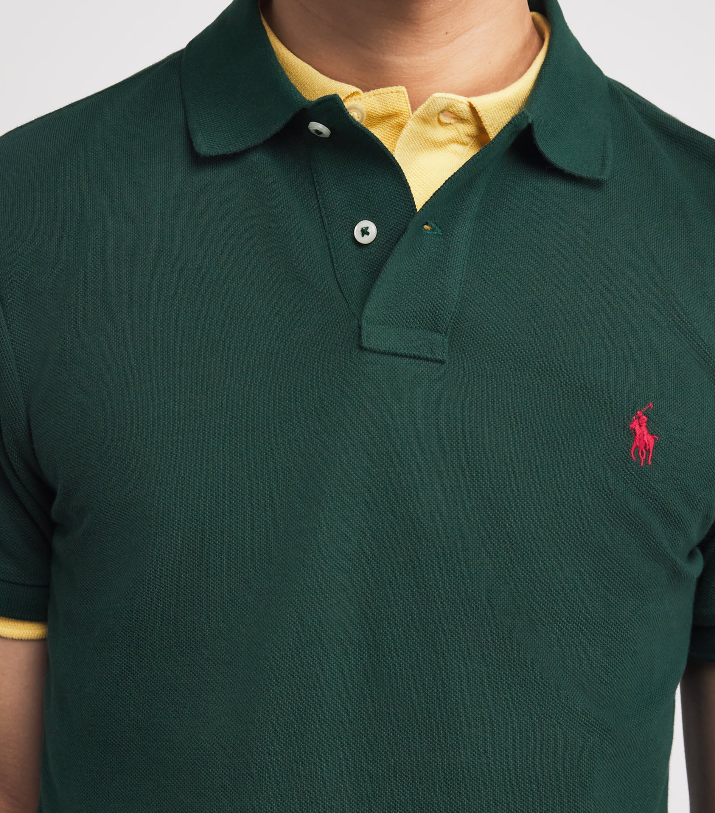Polo Ralph Lauren Mens Cotton Mesh Slim-Fit Polo Shirt College Green Image 6