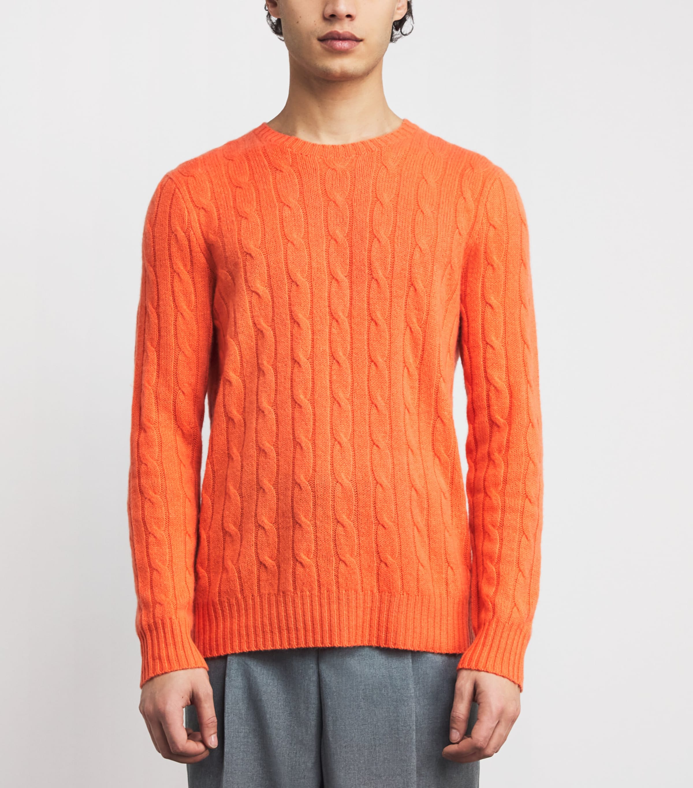 Cashmere Cable-Knit Sweater LANTANA ORANGE Image 3