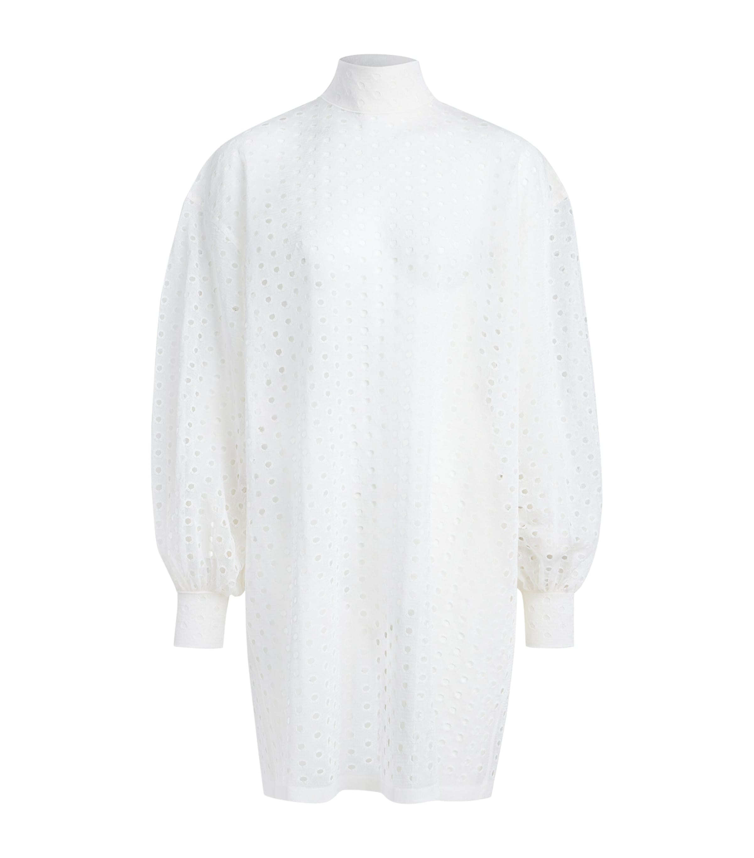 Alaïa Womens Silk Eyelet Tunic Top White Image 1