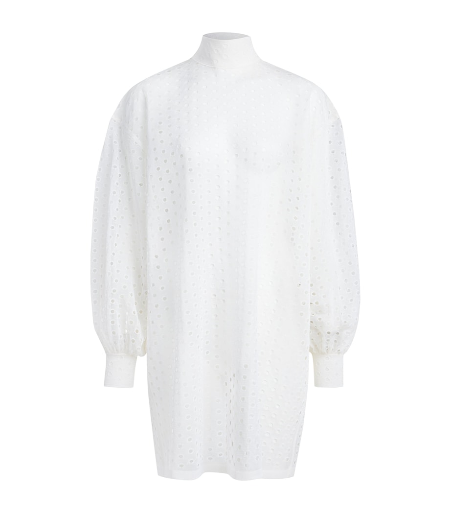 Alaïa Womens Silk Eyelet Tunic Top White Image 1