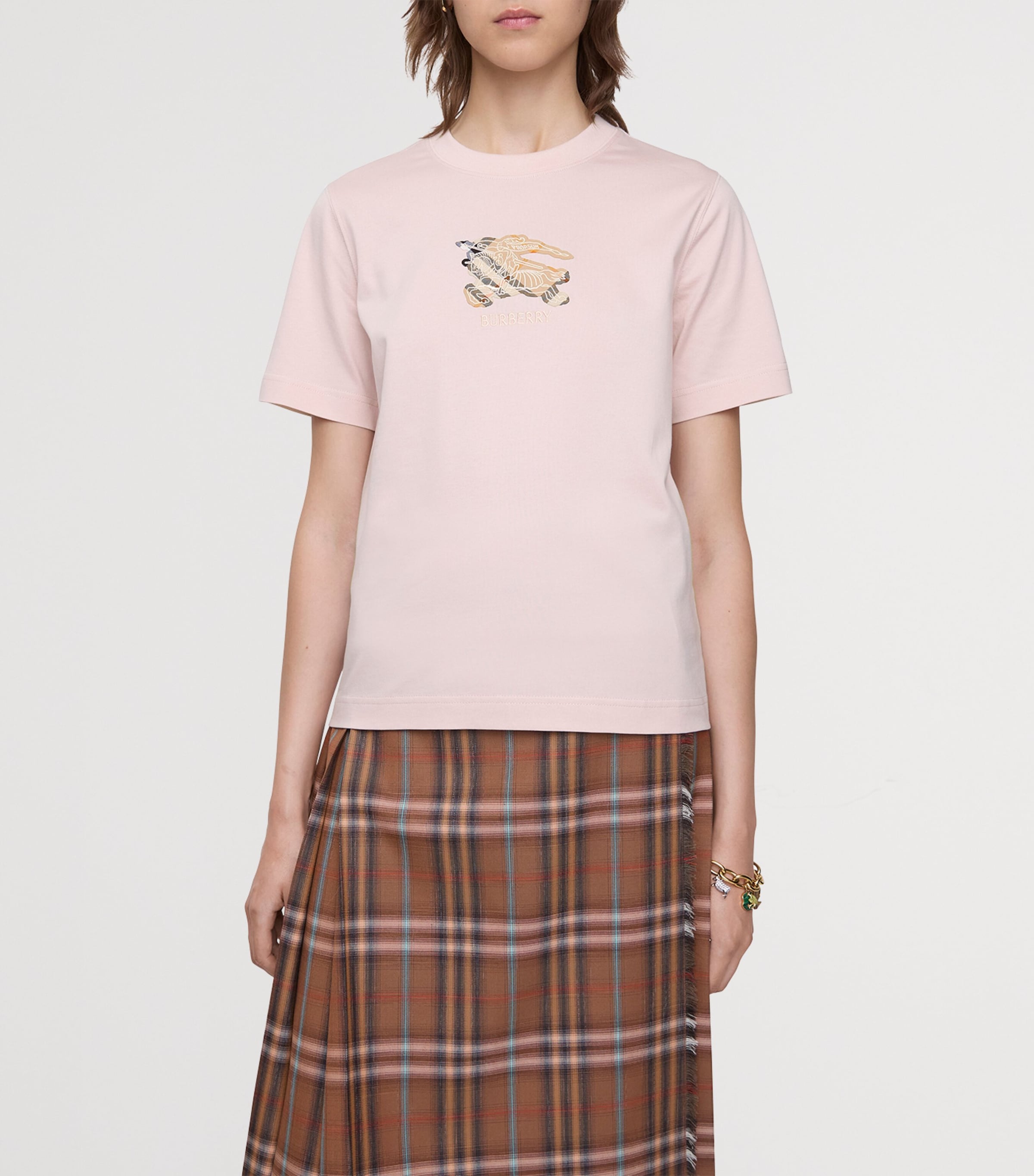 Burberry Womens Cotton Check EKD T-Shirt Bouquet Image 2