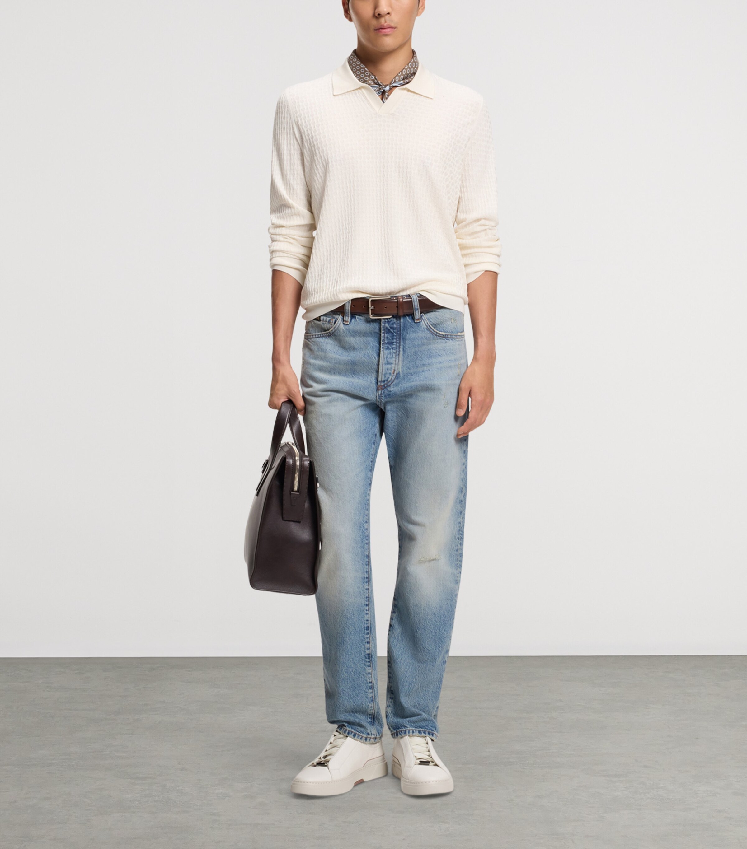 BOSS Mens Silk Polo Sweater Image 4