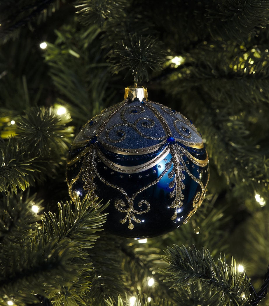 Harrods Glitter Patterned Bauble Navy Blue Image 3