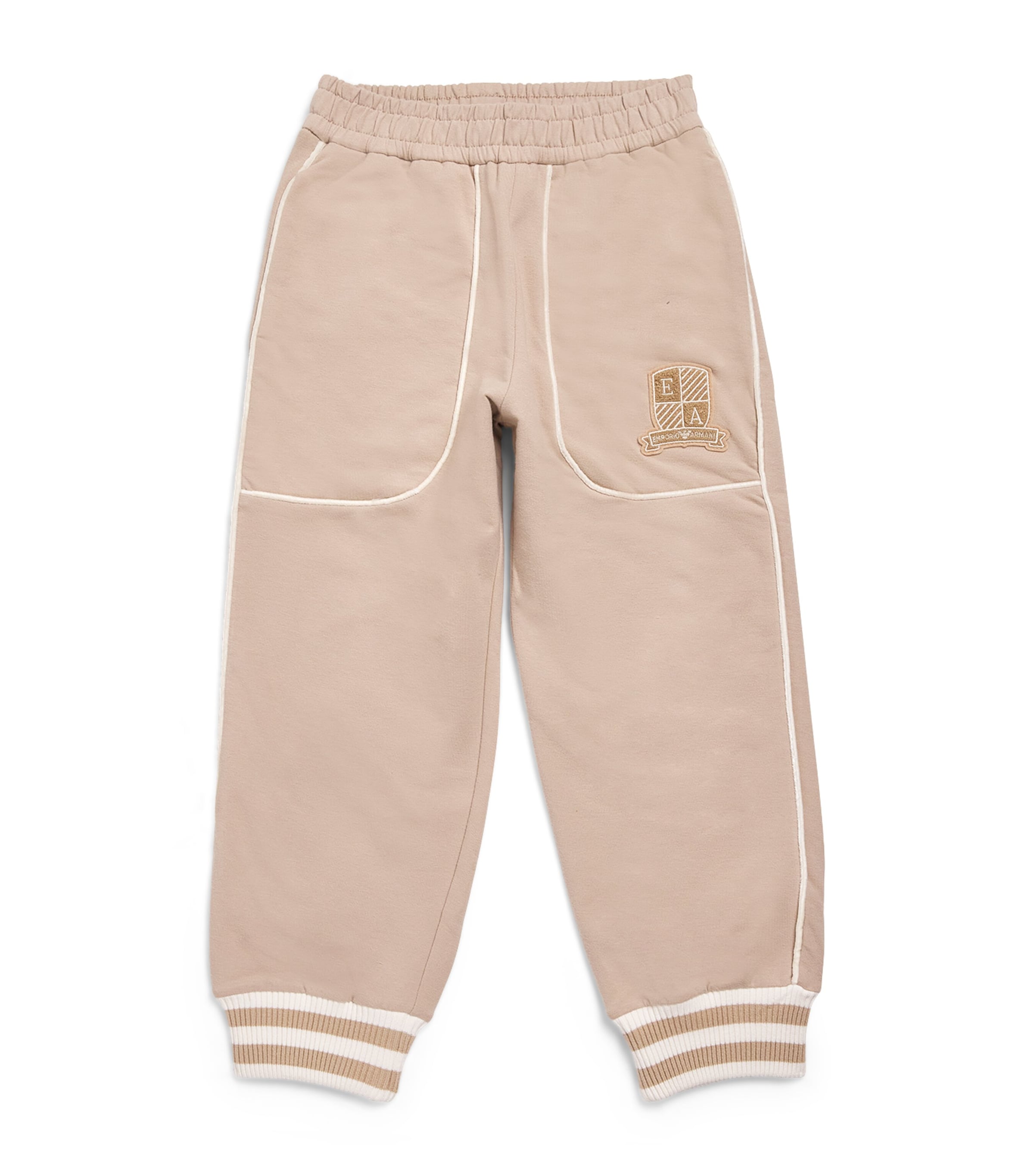 Shop Emporio Armani Stretch-cotton Logo Sweatpants4-16 Years In Beige