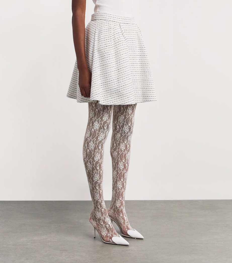 Tweed Embellished Mini Skirt 0822 WHITE-BLACK Image 3