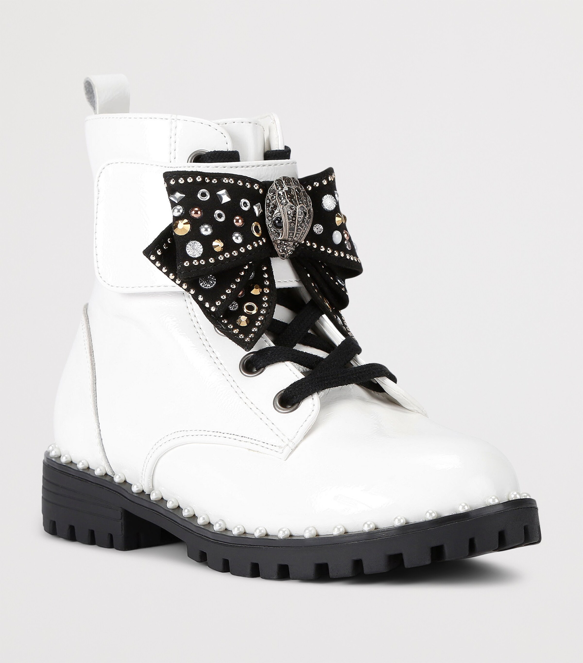 Kurt Geiger London Leather Kensington Bow Boots Bone Image 4