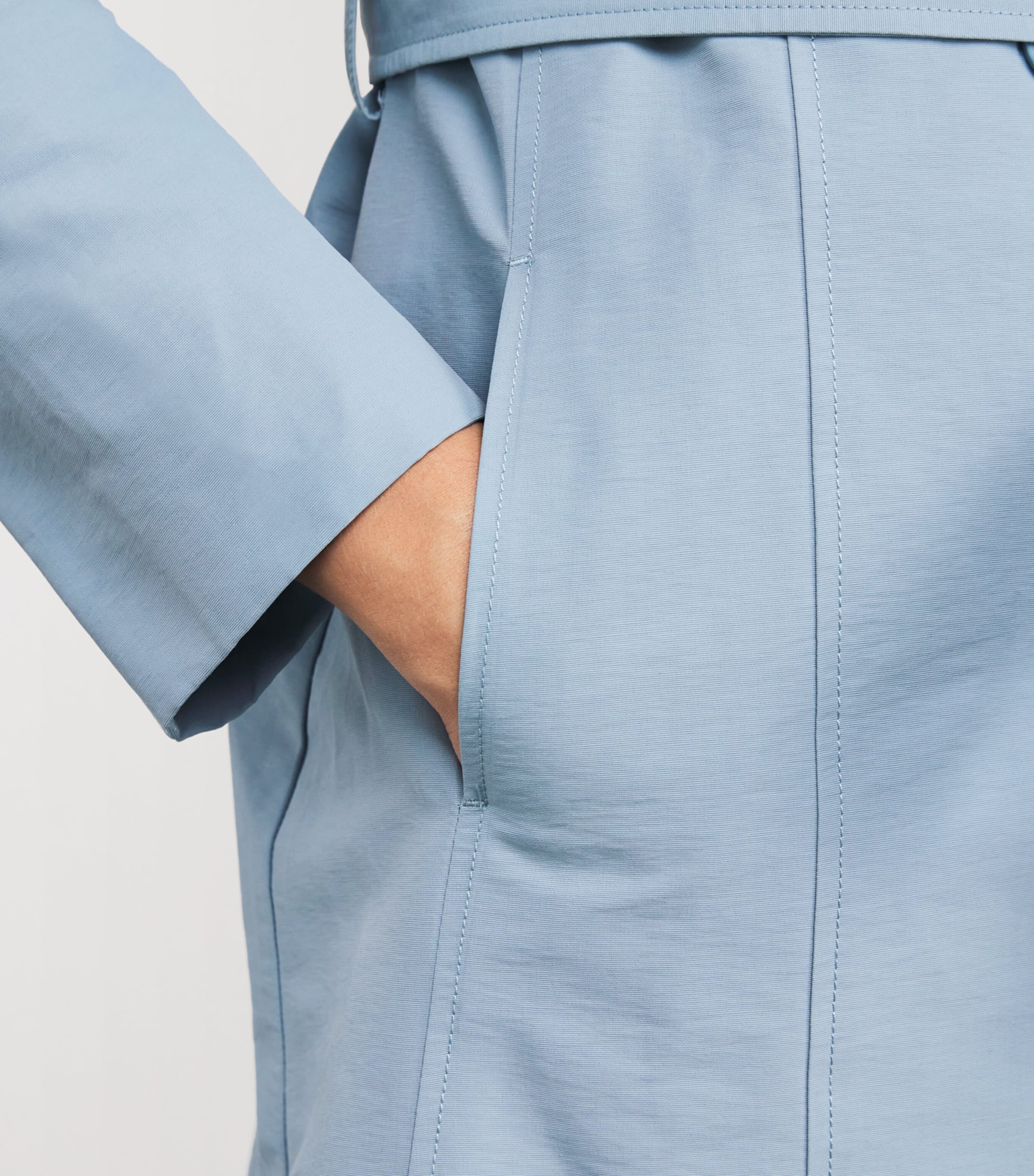 Double-Breasted Trench Coat LIGHT BLUE Image 6